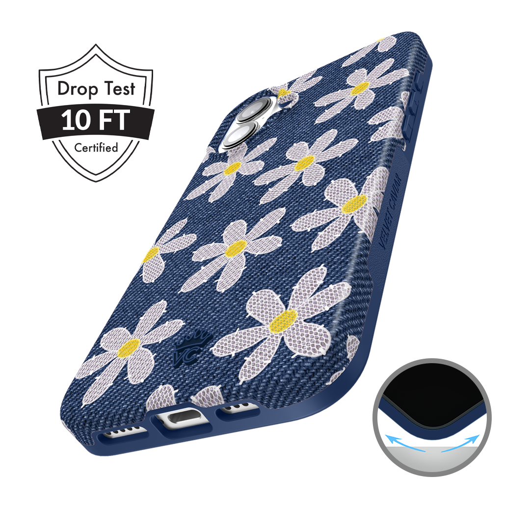 Denim Daisy iPhone Case - Trendy Floral Design Protective Cover for iPhone 11/12/13/14/15 Pro Max - Perfect for Everyday Use, Travel & Fashion Accessories