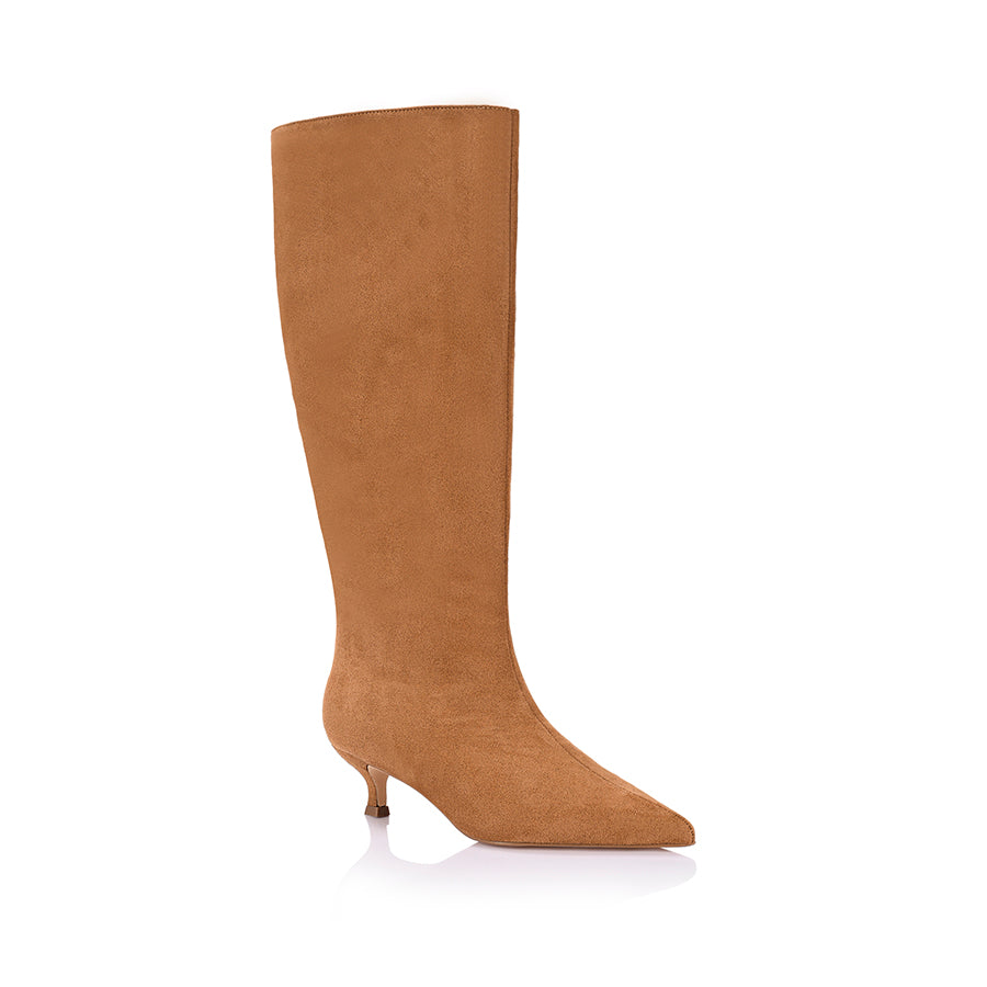 Lucila Women's Knee High Boots in Tan Micro Suede - Stylish & Comfortable for Fall & Winter Fashion