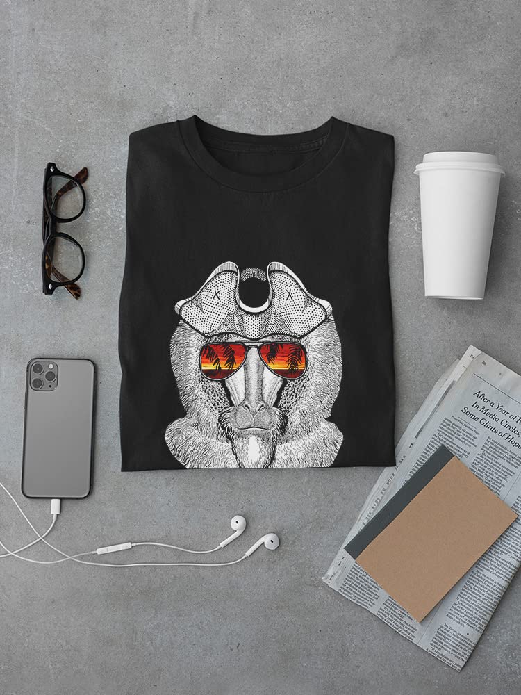 Smartprints Funny Ape Wearing Pirate Hat & Glasses Graphic T-Shirt for Men - Casual Streetwear, Party Outfit & Unique Gift Idea