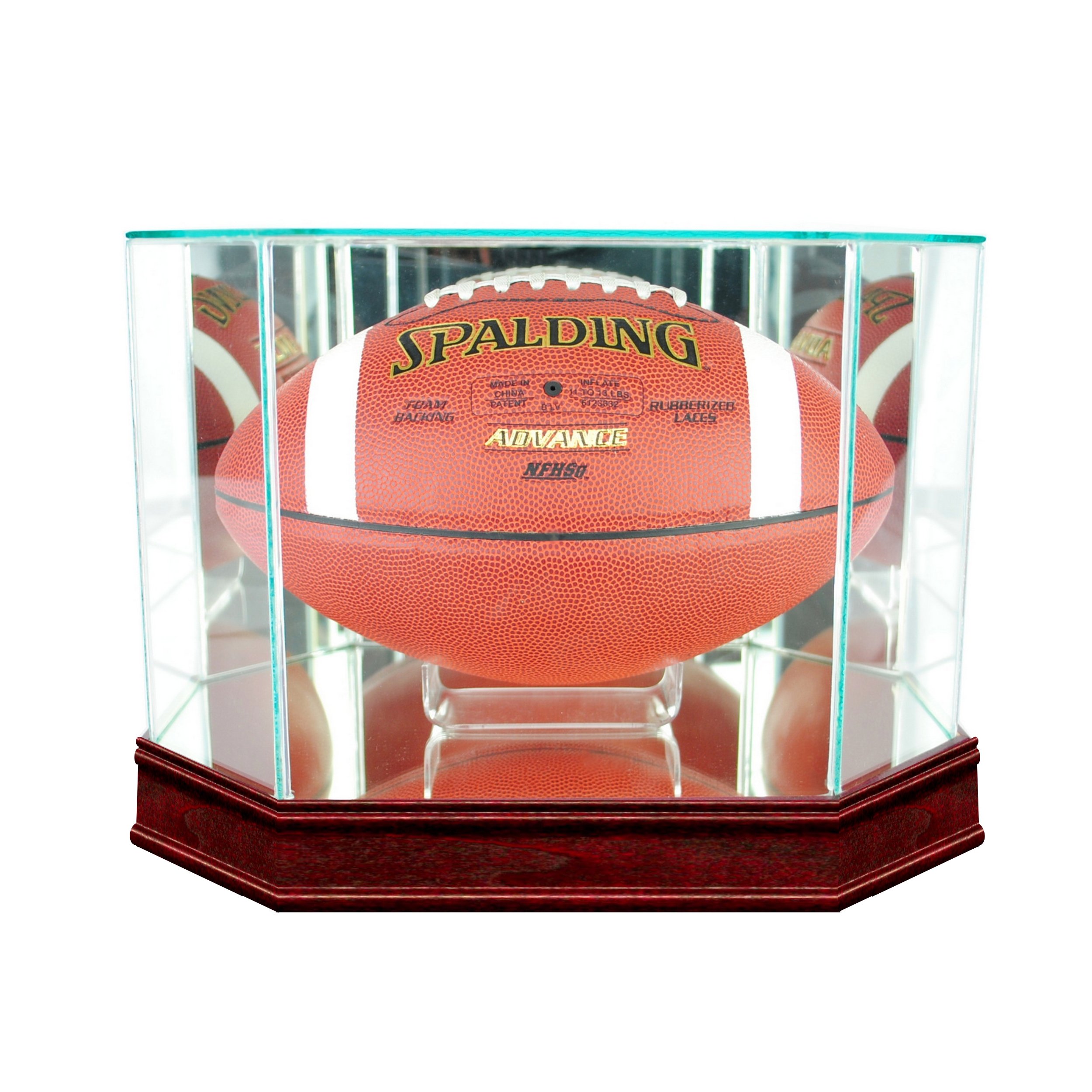 Premium Real Glass Octagon Football Display Case with 1.5