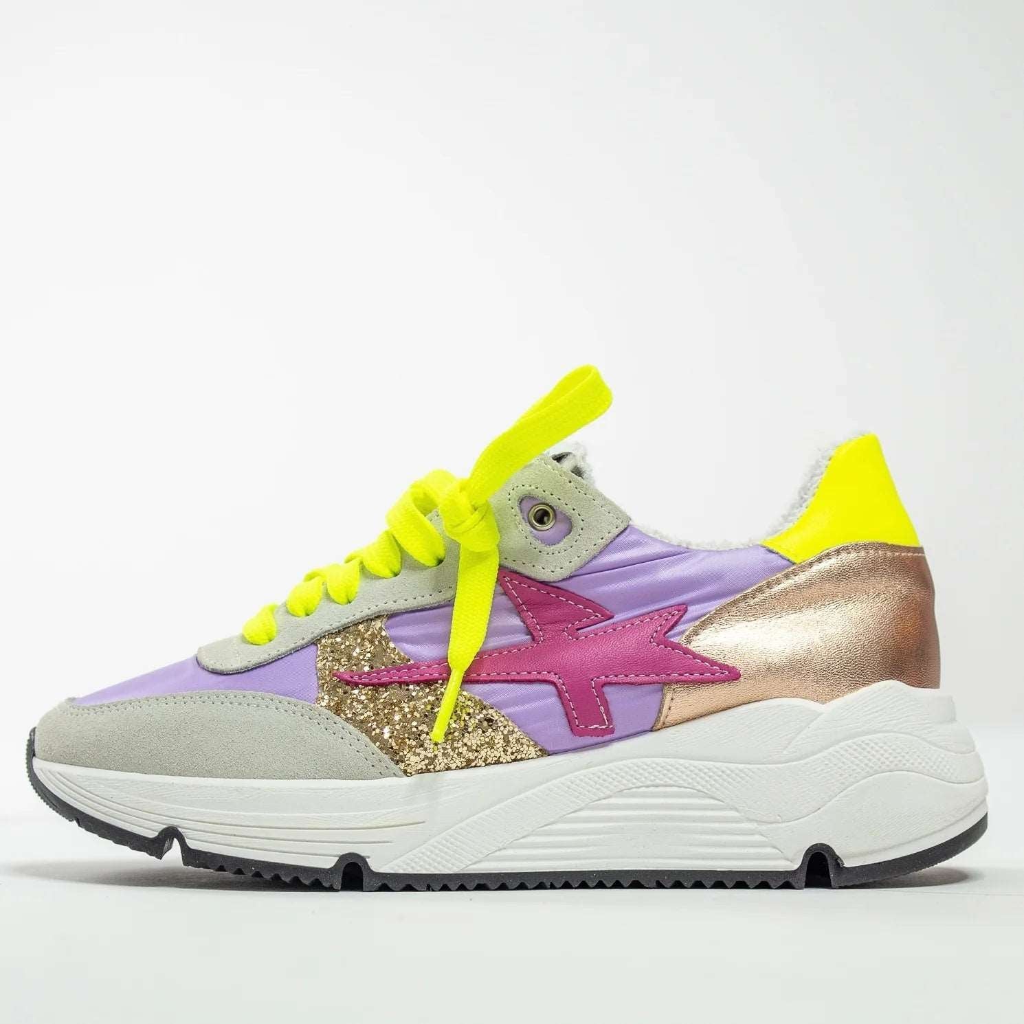 Cynthia Richard Women's Lightning Strikes Leather Sneakers - Comfortable Casual Shoes for Women, Lightweight Walking Shoes in Lilac Purple Multi Color | Perfect for Work, Travel & Everyday Wear