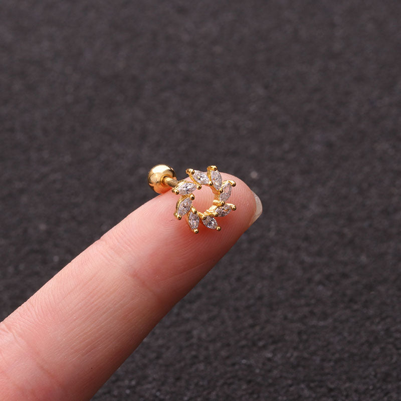 16G Sunflower Conch Stud Sleeper Earrings - HSPJ1960 | Dainty Flower Ear Jewelry for Cartilage Piercing | Perfect for Everyday Wear, Parties & Gifts
