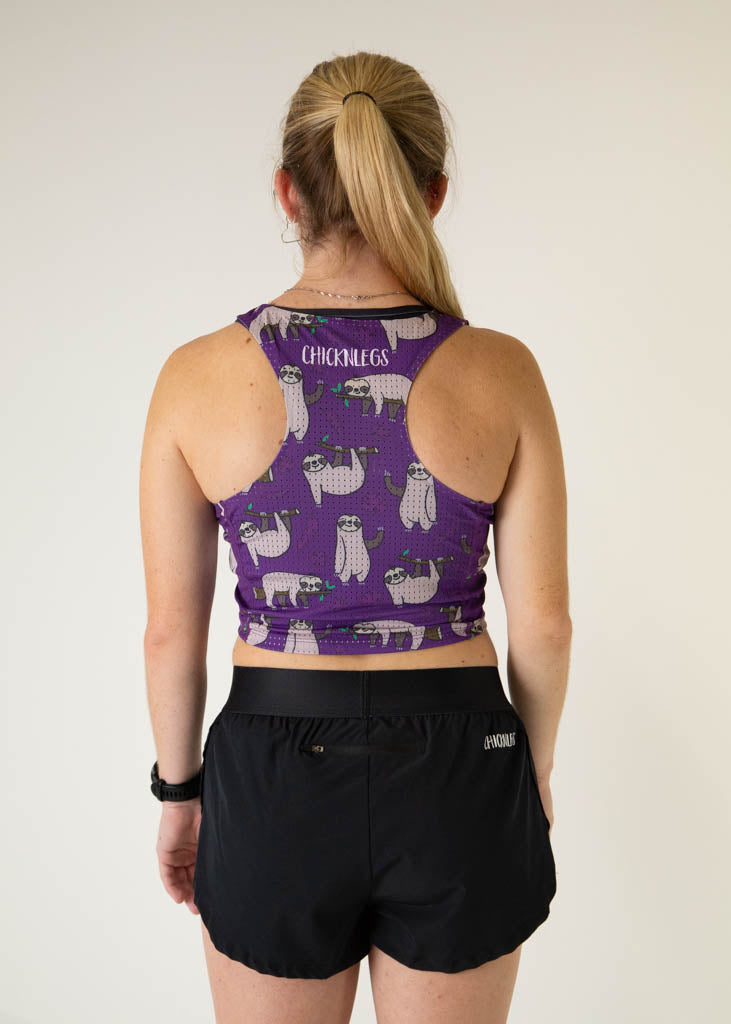Sloths PWR Crop Top - Trendy Women's Short Sleeve Graphic Tee for Casual Wear & Summer Outfits