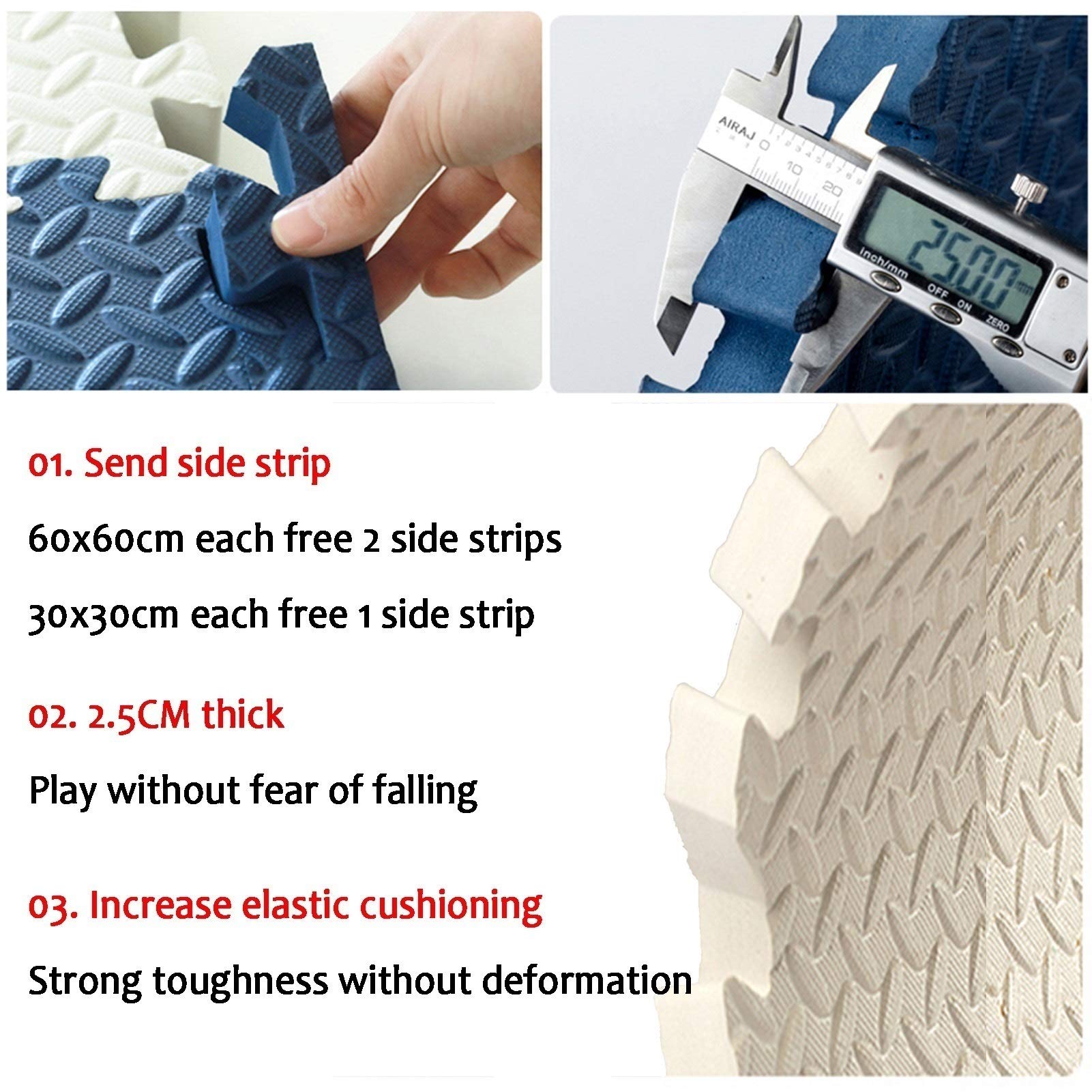 Non-Toxic Foam Puzzle Floor Mat - Extra Thick 2.5cm Interlocking Tiles for Kids Playroom, Gym & Home Exercise - Toddler Safe Cushioned Play Mat (60x60cm, 4-Piece Multicolor Set) - Perfect for Nursery, Daycare, Yoga & Fitness Areas