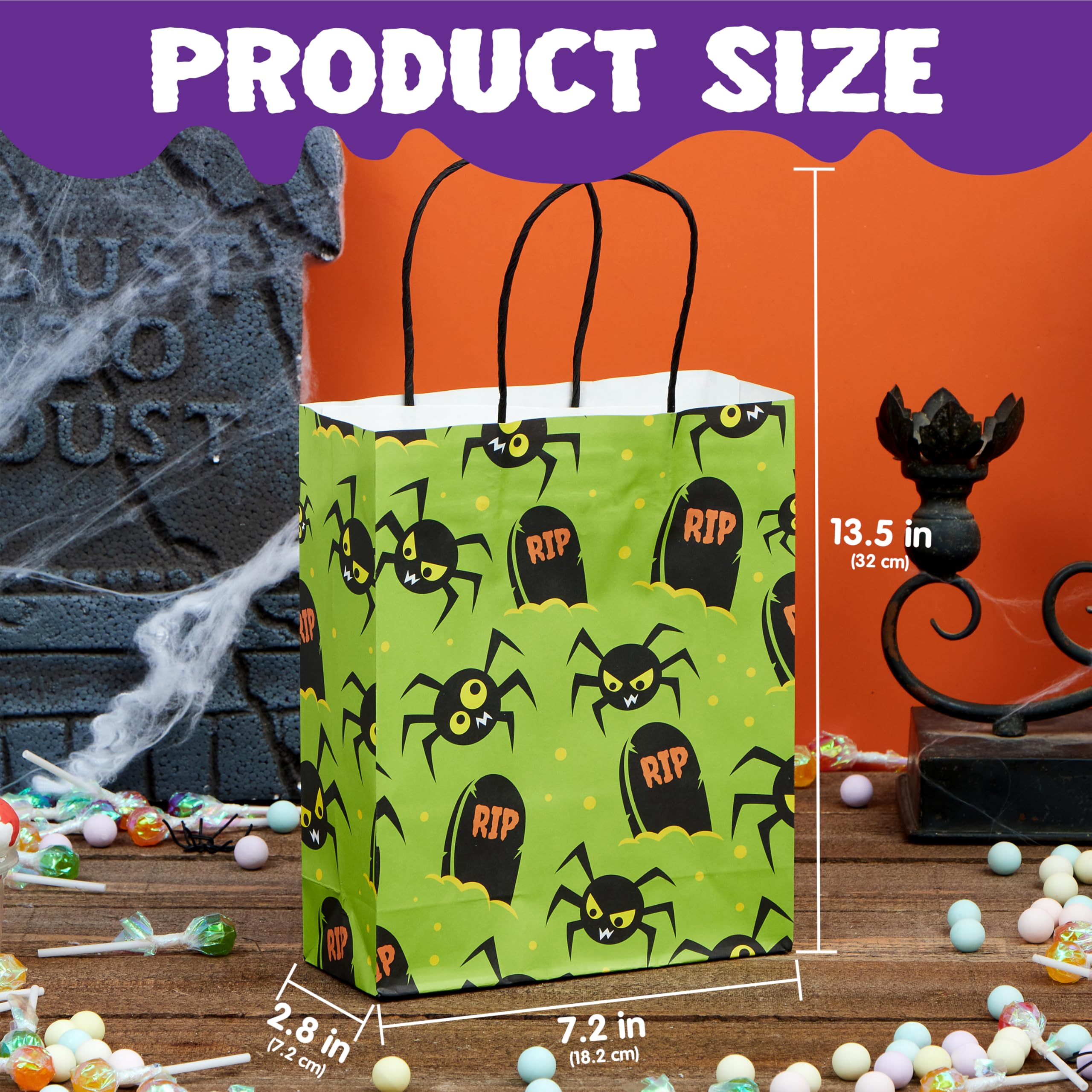 JOYIN 24-Pack Halloween Goodie Bags with Handles - 6 Designs for Trick or Treat Party Favors & Candy Storage
