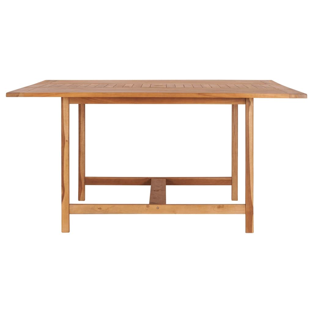 vidaXL Solid Teak Wood Patio Dining Table with Umbrella Hole - Outdoor Garden Furniture for Front Porch, Deck, Lawn, Backyard & Balcony | Perfect for Al Fresco Dining and Outdoor Entertaining