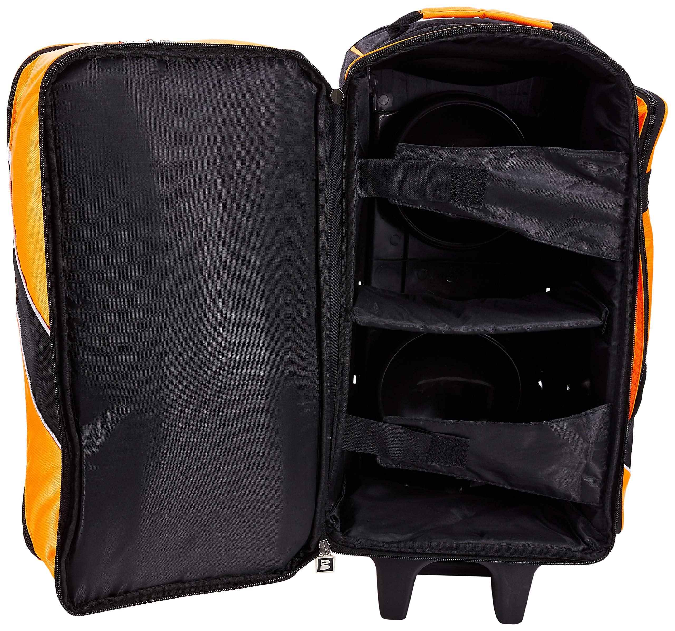 Brunswick Edge Double Roller Bowling Bag for Men & Women - Durable Orange Bowling Ball Carrier with Wheels - Perfect for League Play & Tournament Travel