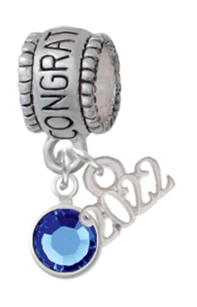 Delight Jewelry Crystal Channel Drop Congratulations Charm Bead for 2022 - Elegant Gift for Graduation, Anniversary & Special Occasions