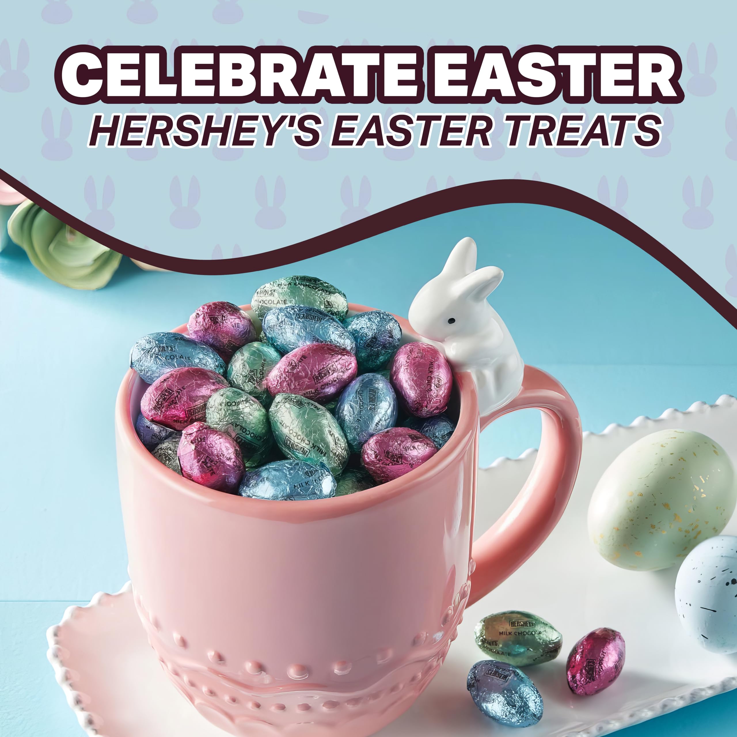 **Hershey's Milk Chocolate Easter Eggs - 5lb Bulk (Approx 400 Pieces) - Individually Wrapped Pastel Blue, Pink & Green Foil Candies - Easter Basket Stuffers, Party Favors & Holiday Gifts - Perfect for Kids, Adults & Celebrations**    *(Ideal for Easter egg hunts, office treats, party favors, holiday gifting & family snacking)*