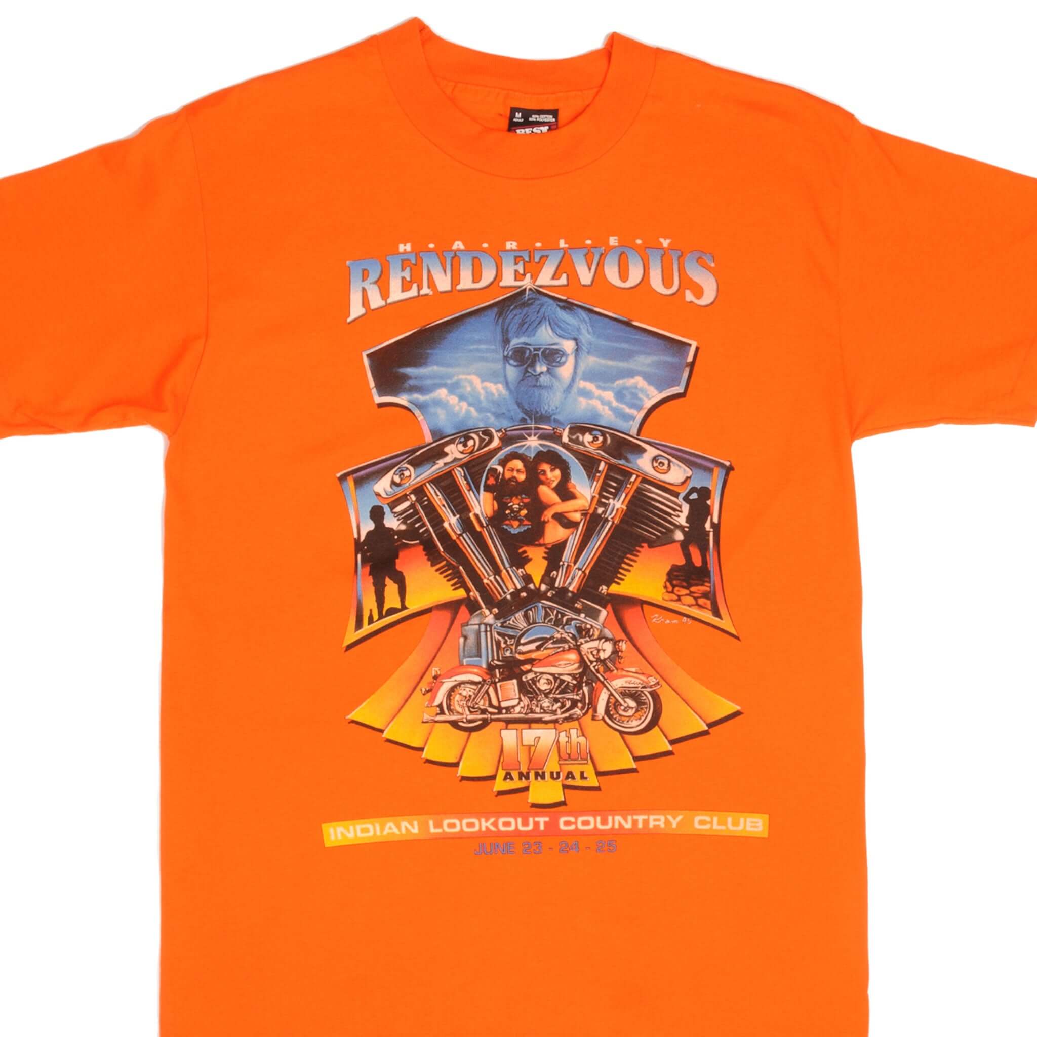 Vintage Harley Davidson Rendezvous Staff T-Shirt 1995 Medium Made in USA - Retro Motorcycle Tee for Bikers & Collectors - Perfect for Casual Wear, Bike Rides & Vintage Enthusiasts