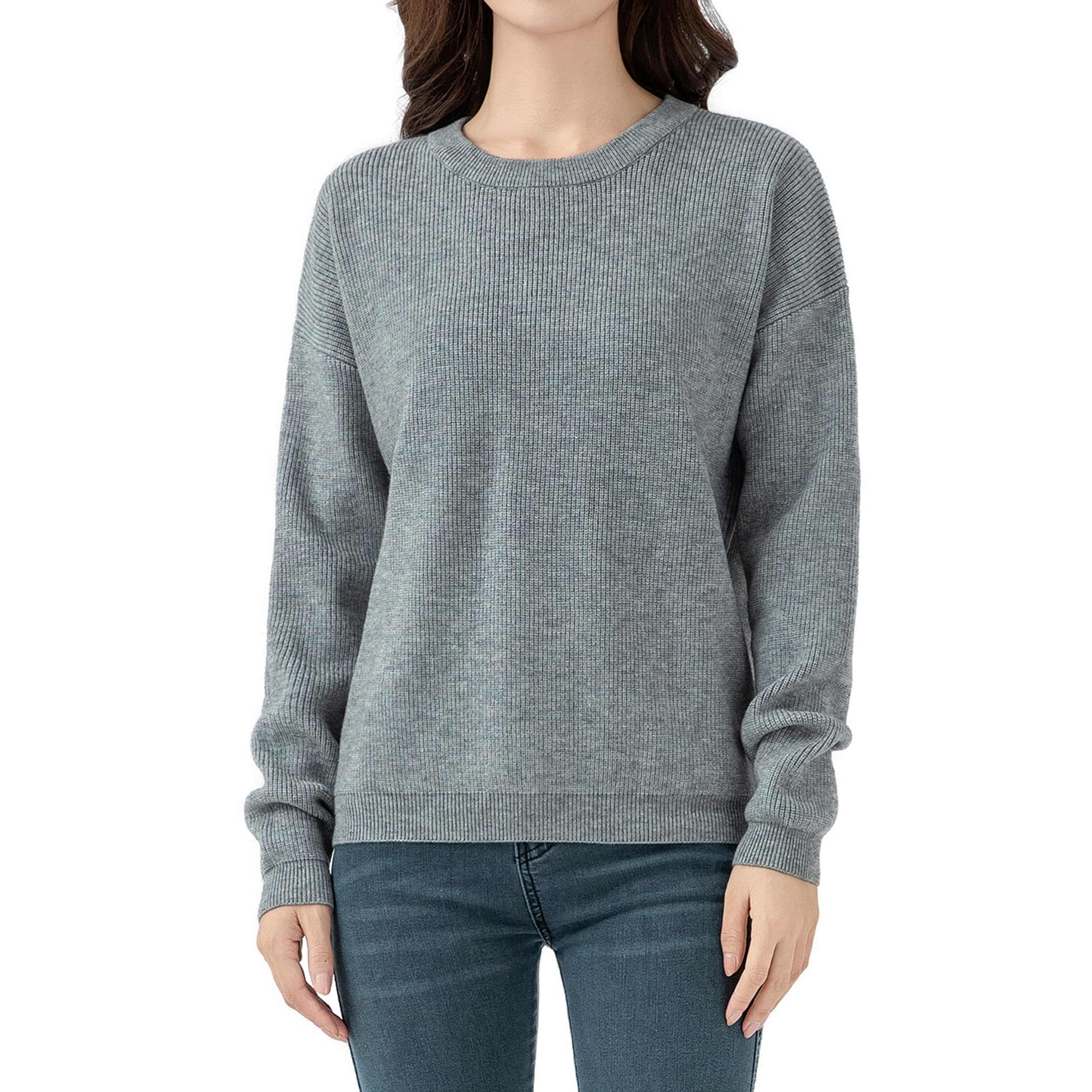 Stylish Women's Casual Pullover Sweaters - Long Sleeve Solid Color Crewneck Warm Tops for Everyday Wear | Perfect for Office, Outings & Cozy Evenings