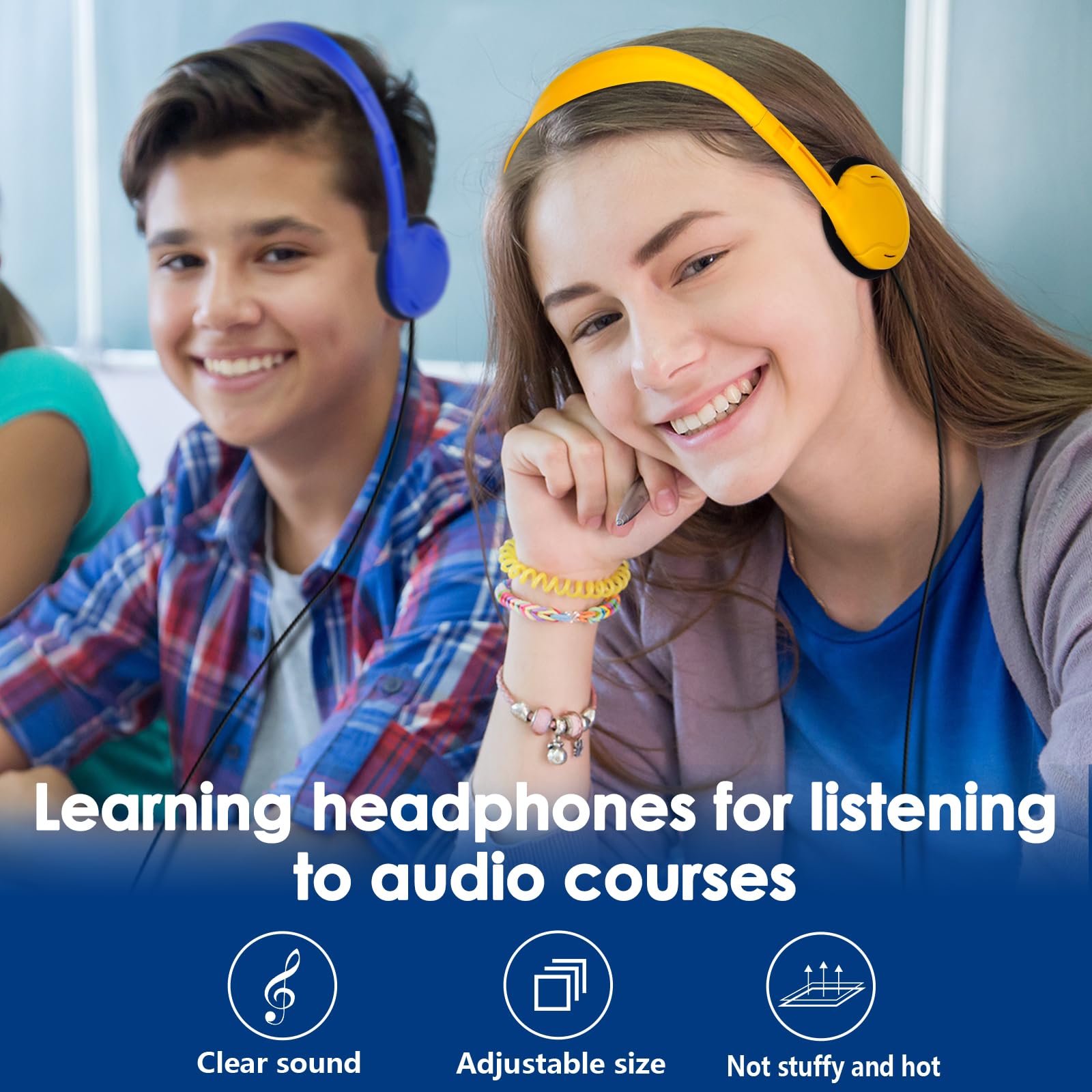 20 Pack Bulk Classroom Headphones for Kids - Adjustable On-Ear Headphones with 3.5mm Jack for School, Library, Online Learning & Home Study (Multi Color) - Perfect for Students, Teachers & Remote Education