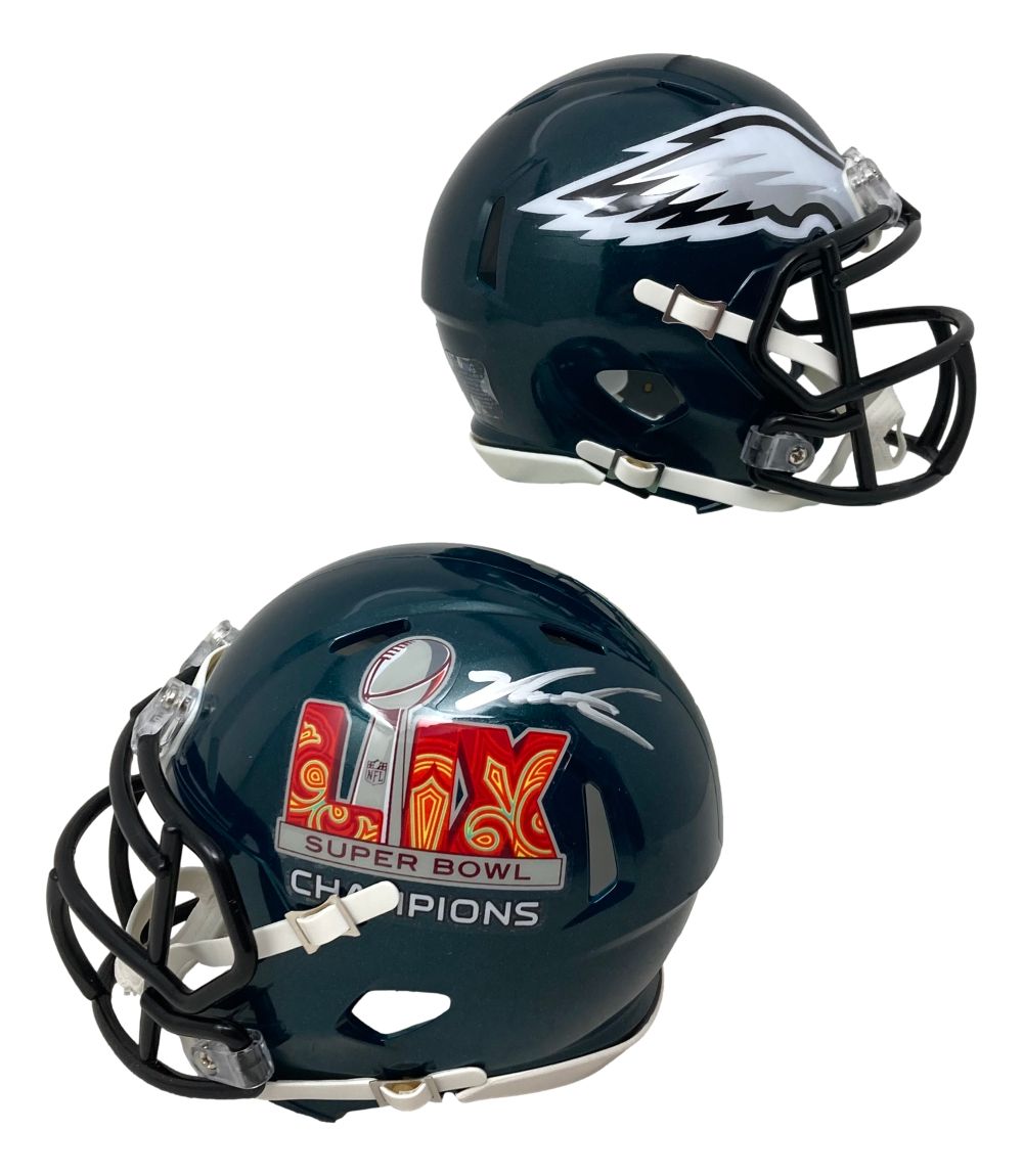 Jalen Carter Autographed Philadelphia Eagles Super Bowl 59 Mini Speed Helmet - Signed Collectible Football Memorabilia for Fans & Sports Enthusiasts - Perfect for Display in Man Cave, Sports Bar or Gift for Eagles Fans