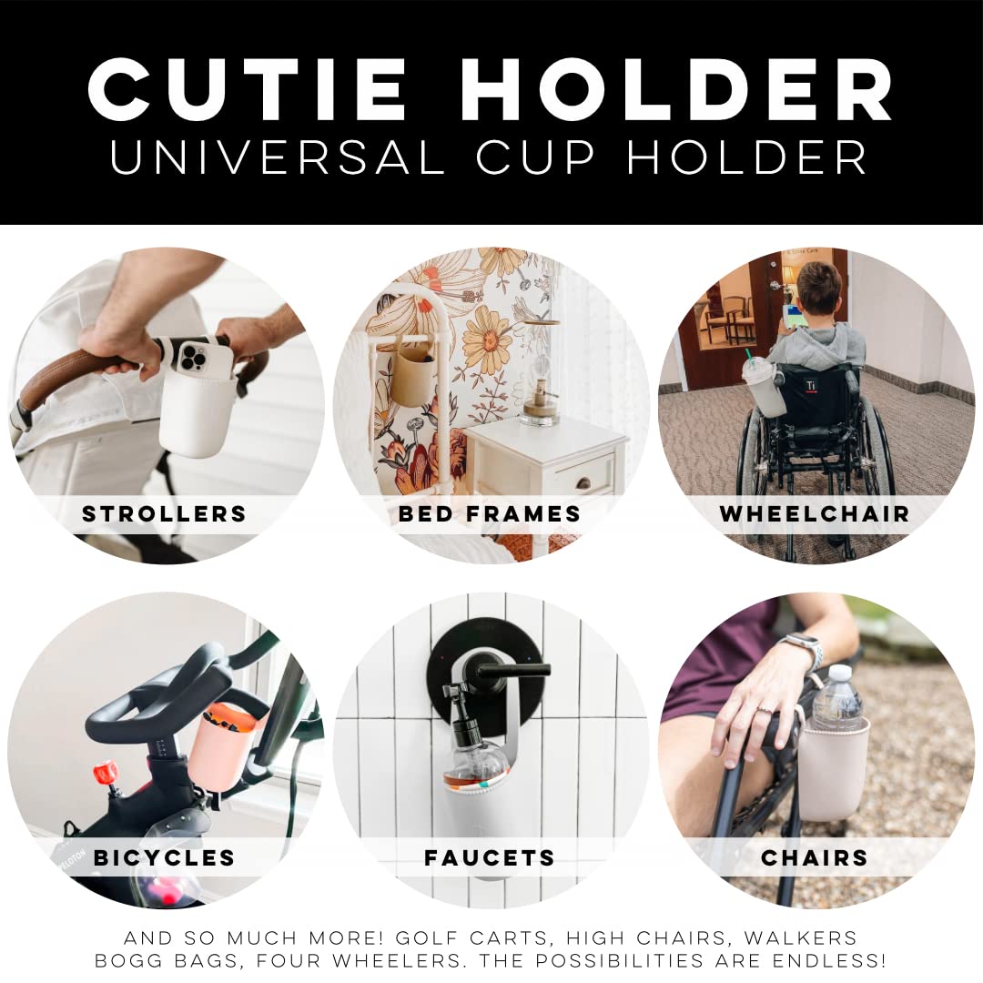 Ryan & Rose Cutie Holder Universal Stroller Cup Holder - Black | Durable & Adjustable Stroller Accessory for Parents | Perfect for Coffee, Water Bottles & Snacks on the Go