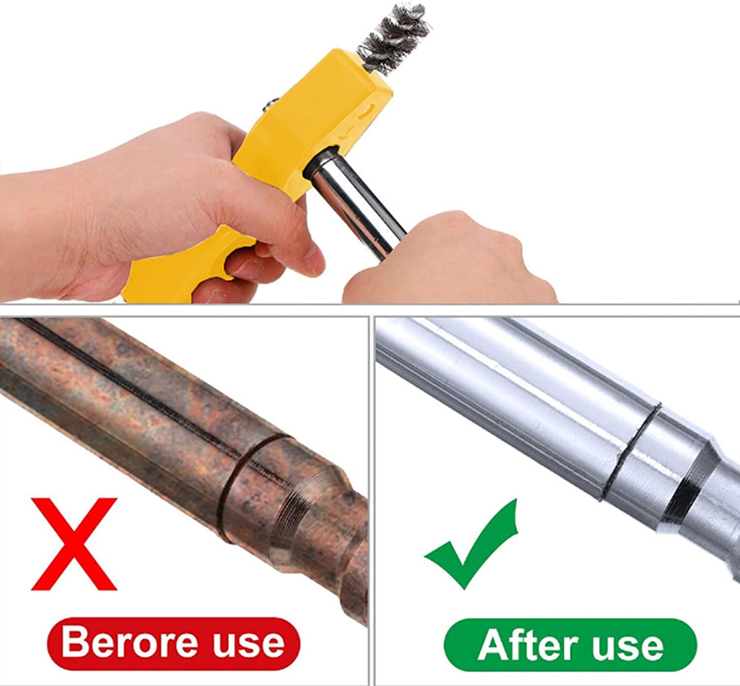 4 in 1 Copper Pipe Cleaning Brush Kit - 10 Pack Heavy Duty Plumbing Brush for Removing Rust, Corrosion & Debris from Copper Pipes - Essential Tool for Plumbing Installation, Soldering & Brazing (Perfect for Home Repairs, HVAC Maintenance & DIY Plumbing Projects)