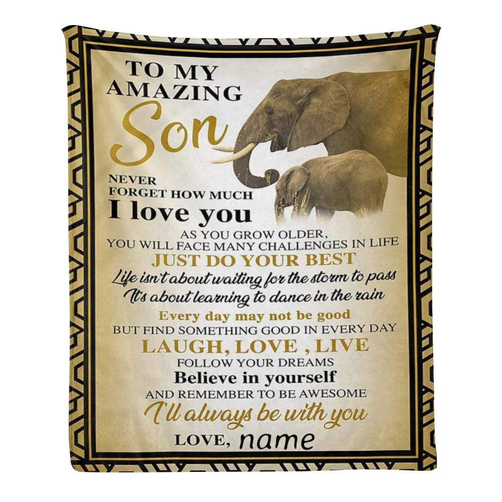 Personalized Fleece Throw Blanket with Name - Custom Text Blanket for Son, 50x60 Inches - Soft & Cozy Gift for Birthday, Christmas, and Family Comfort