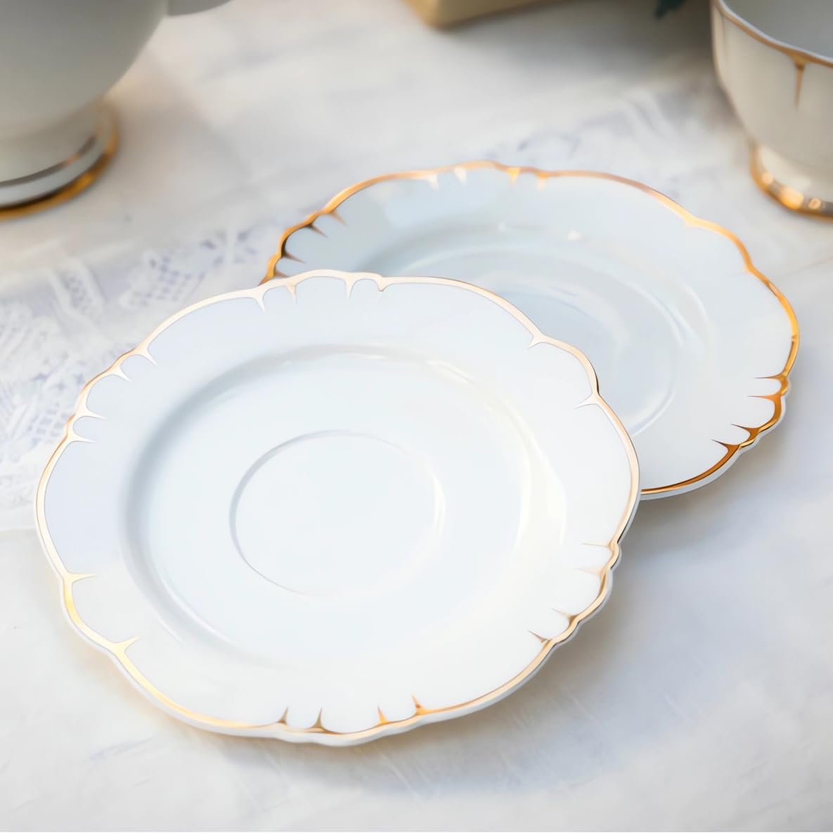 ACMLIFE Fine Bone China Tea Set for 6 - Elegant White Porcelain Tea Cups & Saucers - Perfect for Afternoon Tea Parties, Bridal Showers & Gift Giving - Ideal for Home Entertaining & Special Occasions