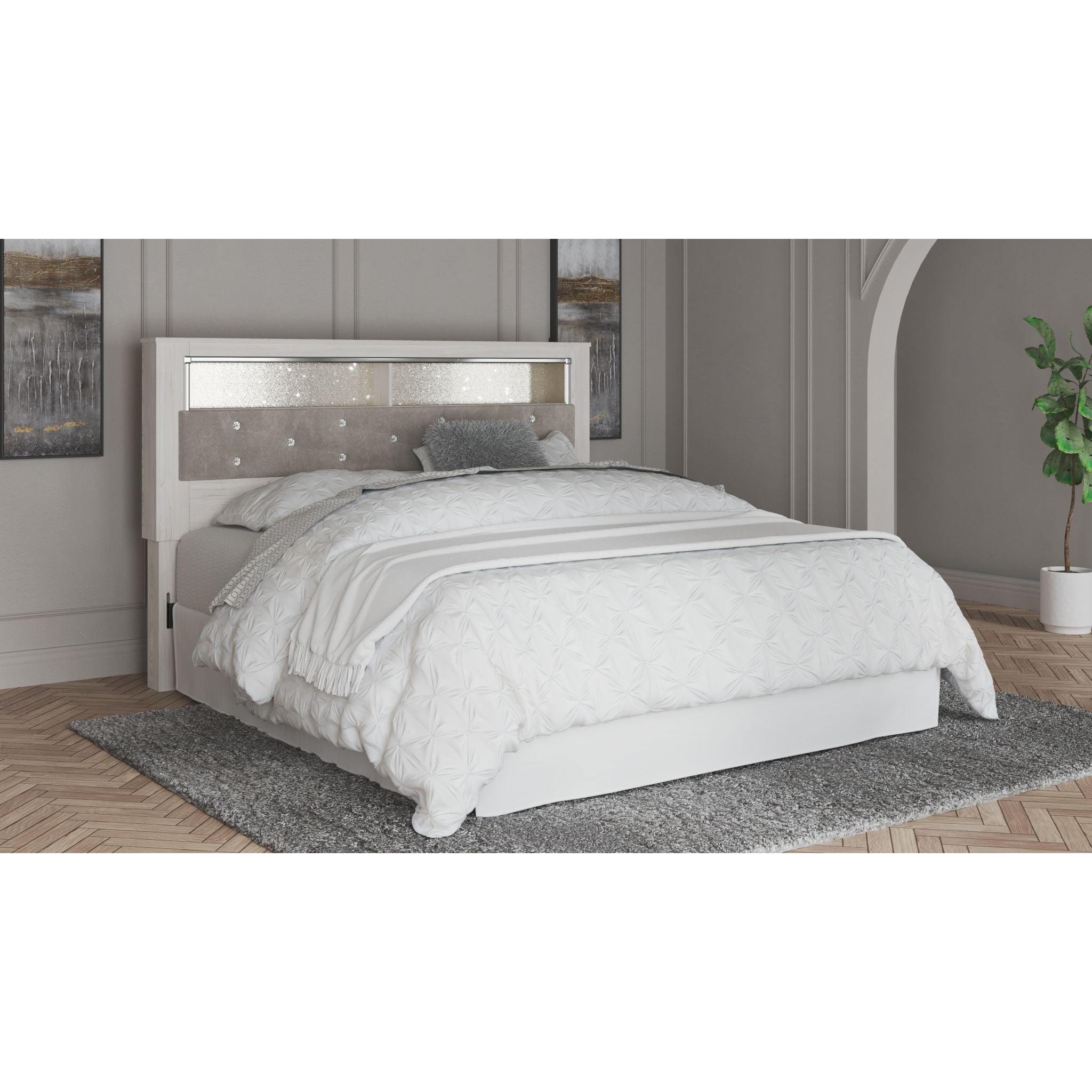 Altyra King Size Upholstered Headboard - White - Modern Bedroom Decor for Master Bedroom & Guest Room