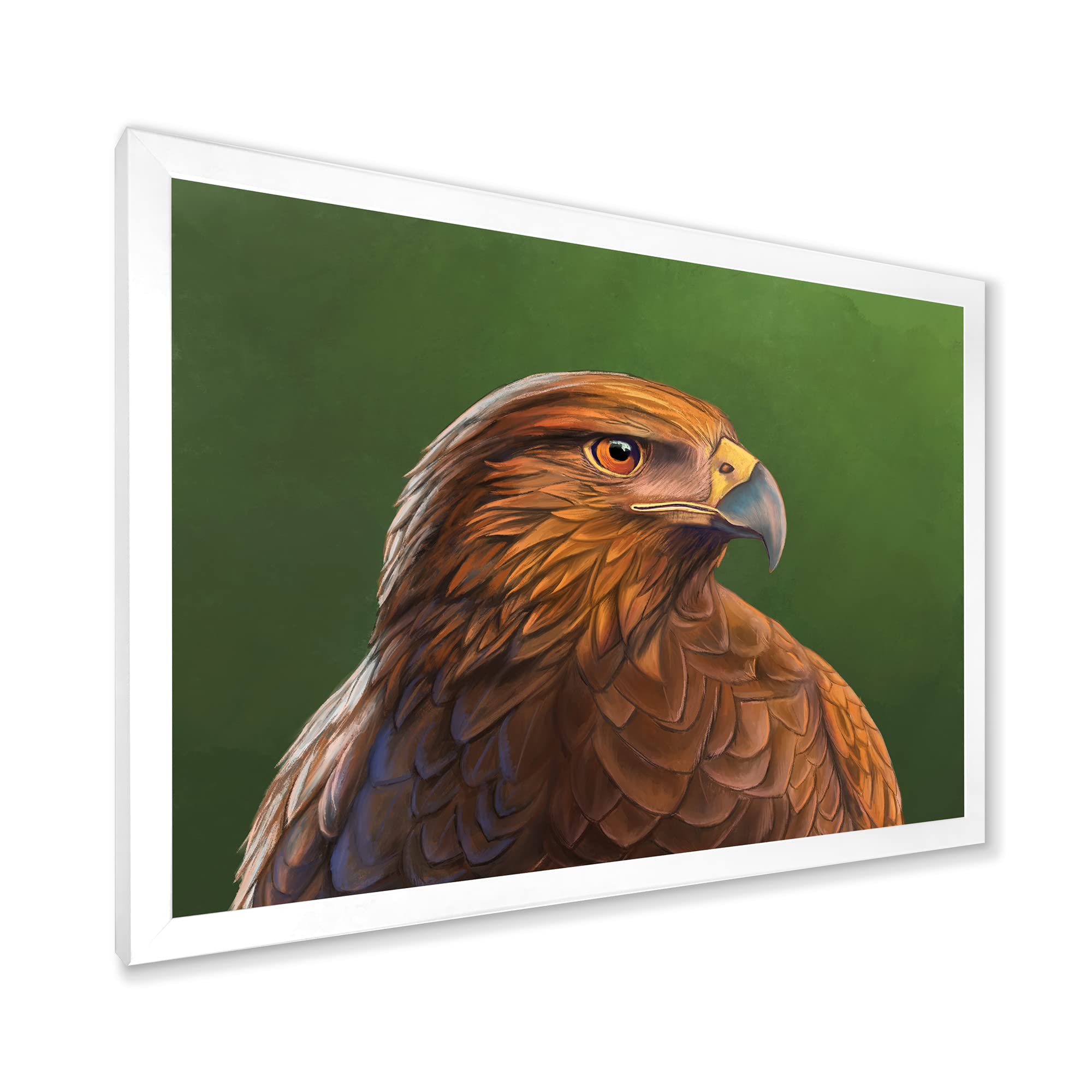 Harris Hawk Bird Portrait - Traditional Framed Wall Art Decor for Living Room, Office & Bedroom