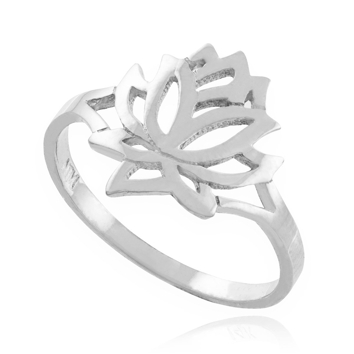 10k White Gold High Polish Open Lotus Flower Ring - Elegant Dainty Jewelry for Women, Perfect for Weddings, Anniversaries & Everyday Wear