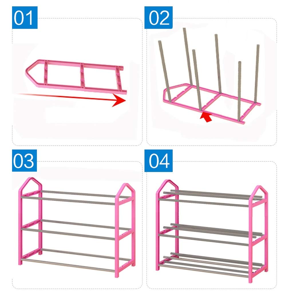 4-Tier Stainless Steel Shoe Rack - 12 Pair Stackable Shoe Storage Organizer with Durable Metal Shelves - Space Saving Entryway Shelf for Closet, Bedroom & Hallway (Purple)
