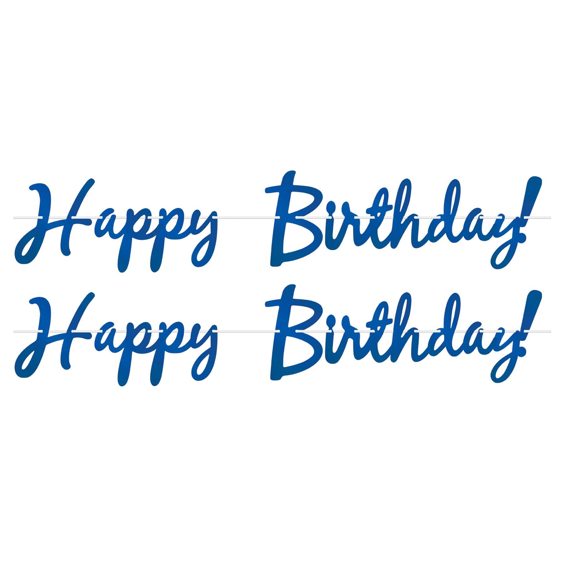 12 Pack Blue Foil Happy Birthday Party Streamers - Decorative Party Supplies for Birthday Celebrations, Home Decor & Festive Events