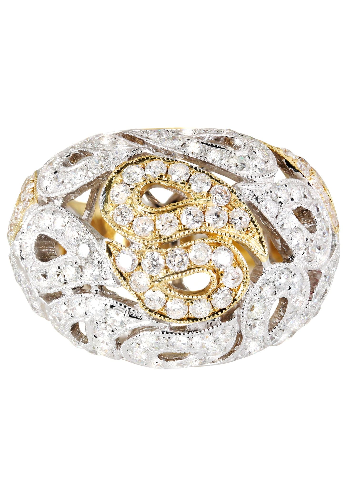 14K White Gold Ladies Diamond Cocktail Ring - 2.91 Carats Total Weight, 12.94 Grams | Elegant Statement Jewelry for Parties, Weddings & Special Occasions
