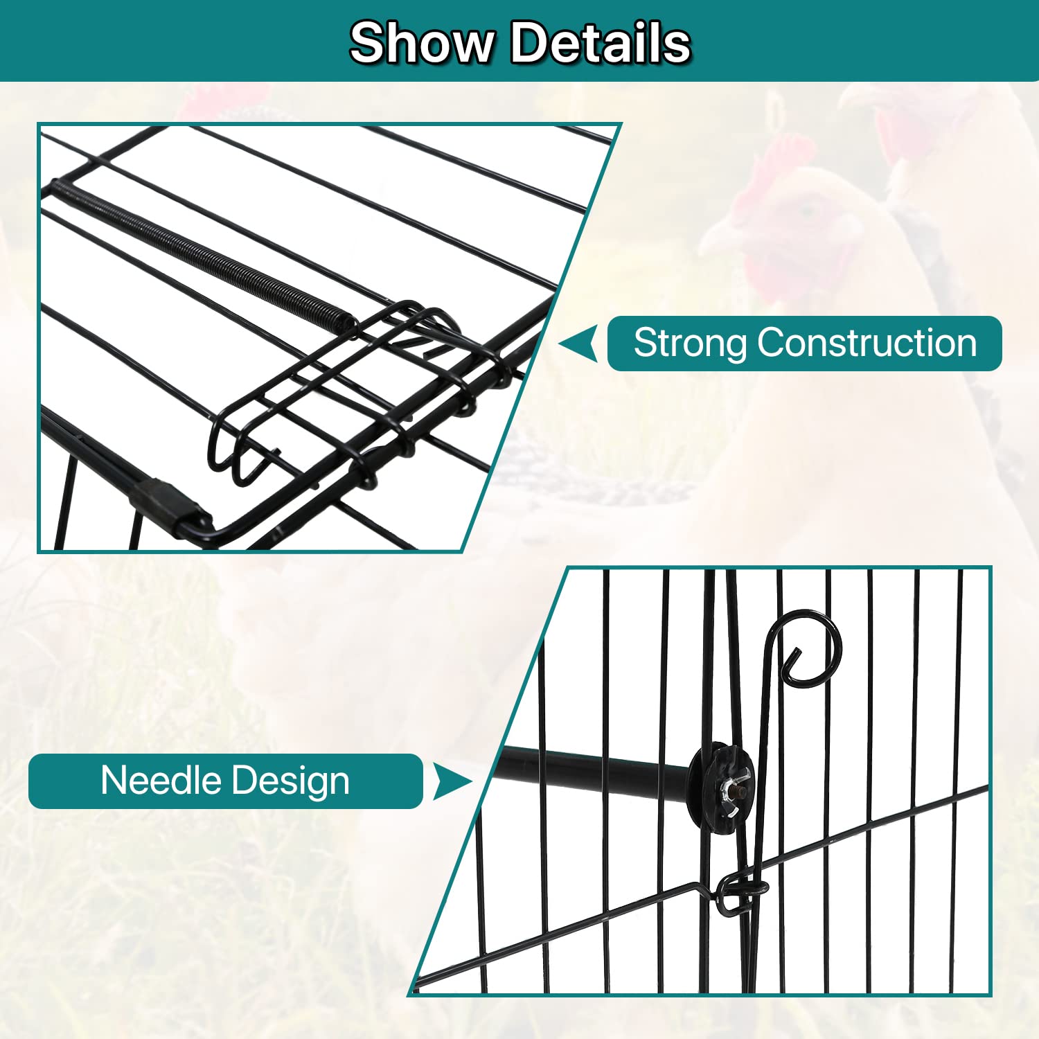 Large Metal Chicken Coop - Foldable Outdoor Poultry Run with Waterproof & UV-Resistant Cover | Backyard Chicken Pen for Ducks, Rabbits & Small Animals | Perfect for Farm, Homestead & Pet Shelter Use