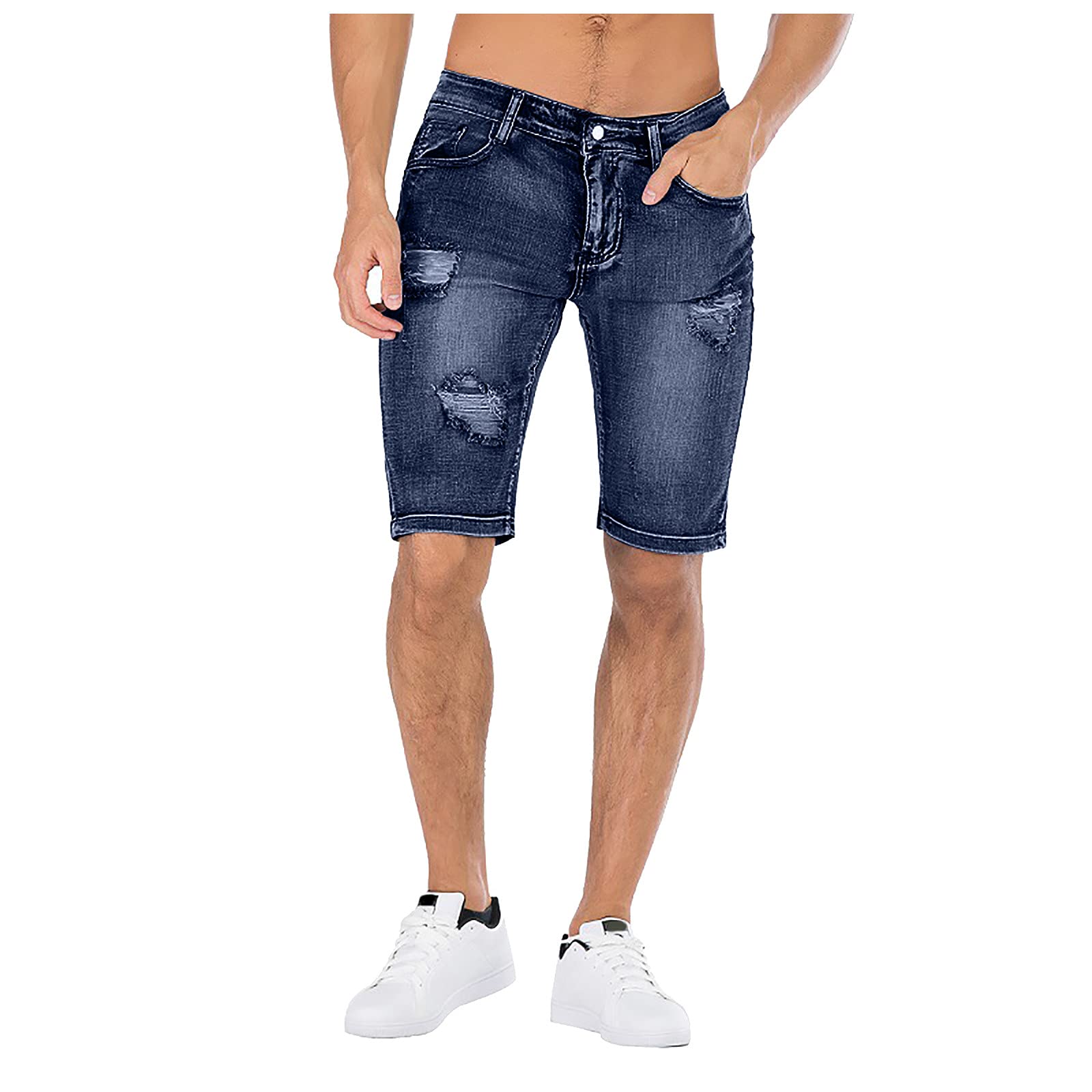 Ripped Distressed Denim Jeans for Men - High Waist Retro Stretch Skinny Jeans | Summer Fashion Pants | Perfect for Casual Wear, Street Style & Night Out