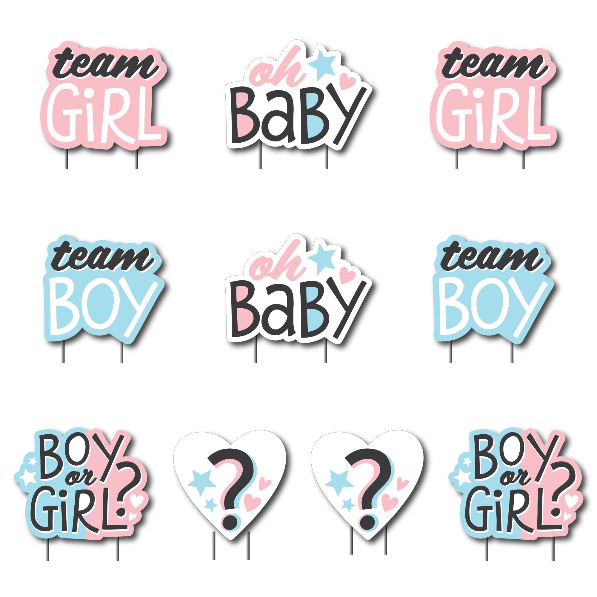 Big Dot of Happiness Baby Gender Reveal Lawn Decorations - Outdoor Boy or Girl Party Yard Signs - 10-Piece Set for Gender Reveal Party, Baby Shower & Backyard Celebration