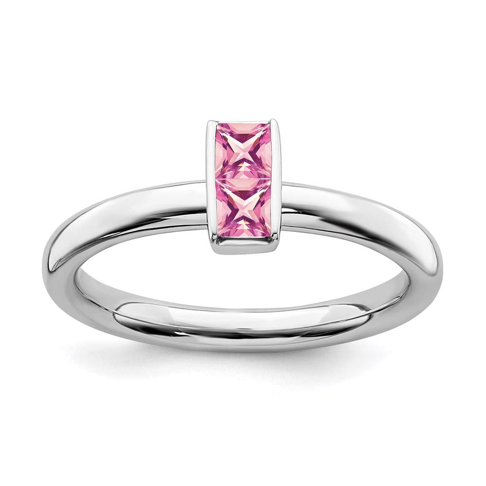 Black Bow Sterling Silver Pink Tourmaline Stackable Ring for Layering Jewelry
