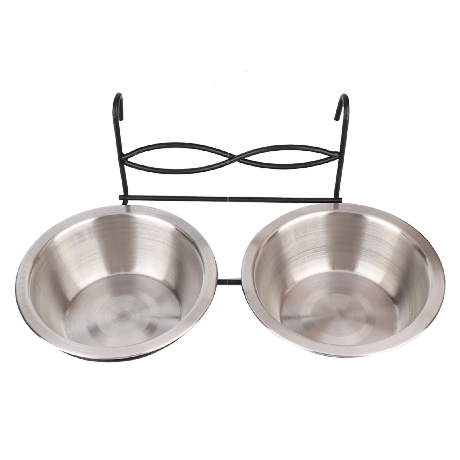 Stainless Steel Double Pet Bowl with Hook - Hanging Food & Water Dish for Cats, Dogs, Puppies - Perfect for Cages, Kennels, and Travel Crates