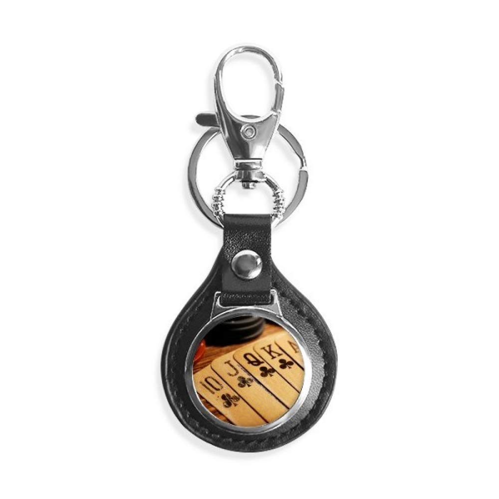 DIYthinker Vintage Poker Chip Photo Leather Metal Keychain - Personalized Car Keys Ring for Men & Women - Perfect Gift for Poker Lovers, Casino Enthusiasts & Gamers (Home, Office, Travel Use)