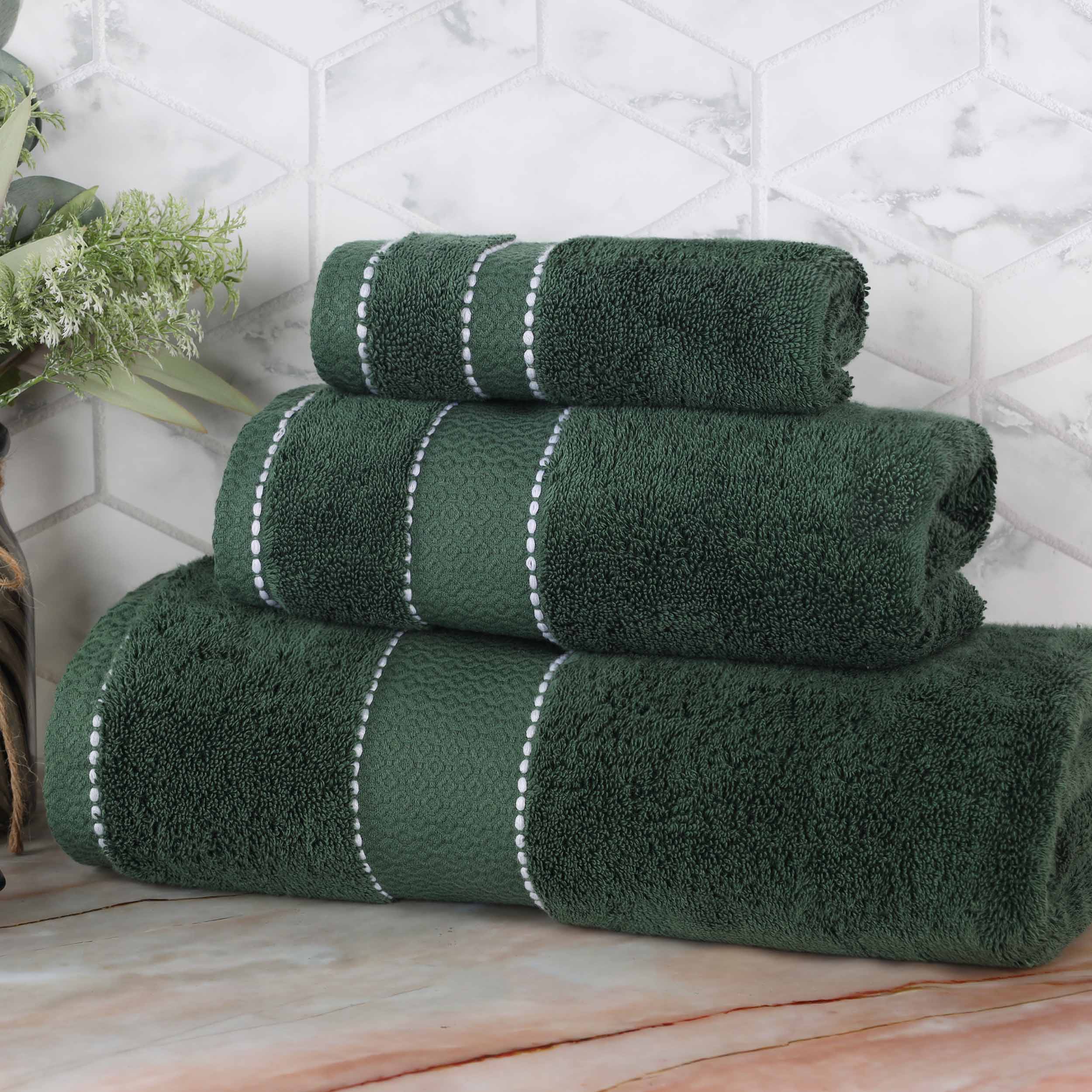 Premium Egyptian Giza Cotton Dobby 3-Piece Bath Towel Set - Ultra Absorbent, Soft & Luxurious for Spa, Bathroom, and Guest Use