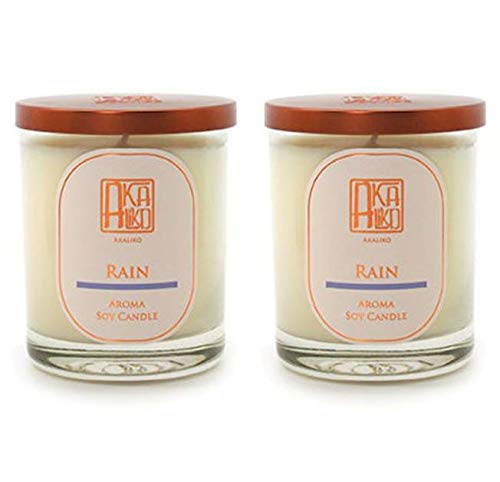 AKALIKO Rain (Fruity & Floral) Scented Soy Candle - 2 Pack (395g Each) | Long-Lasting Aromatherapy for Home, Office & Relaxation