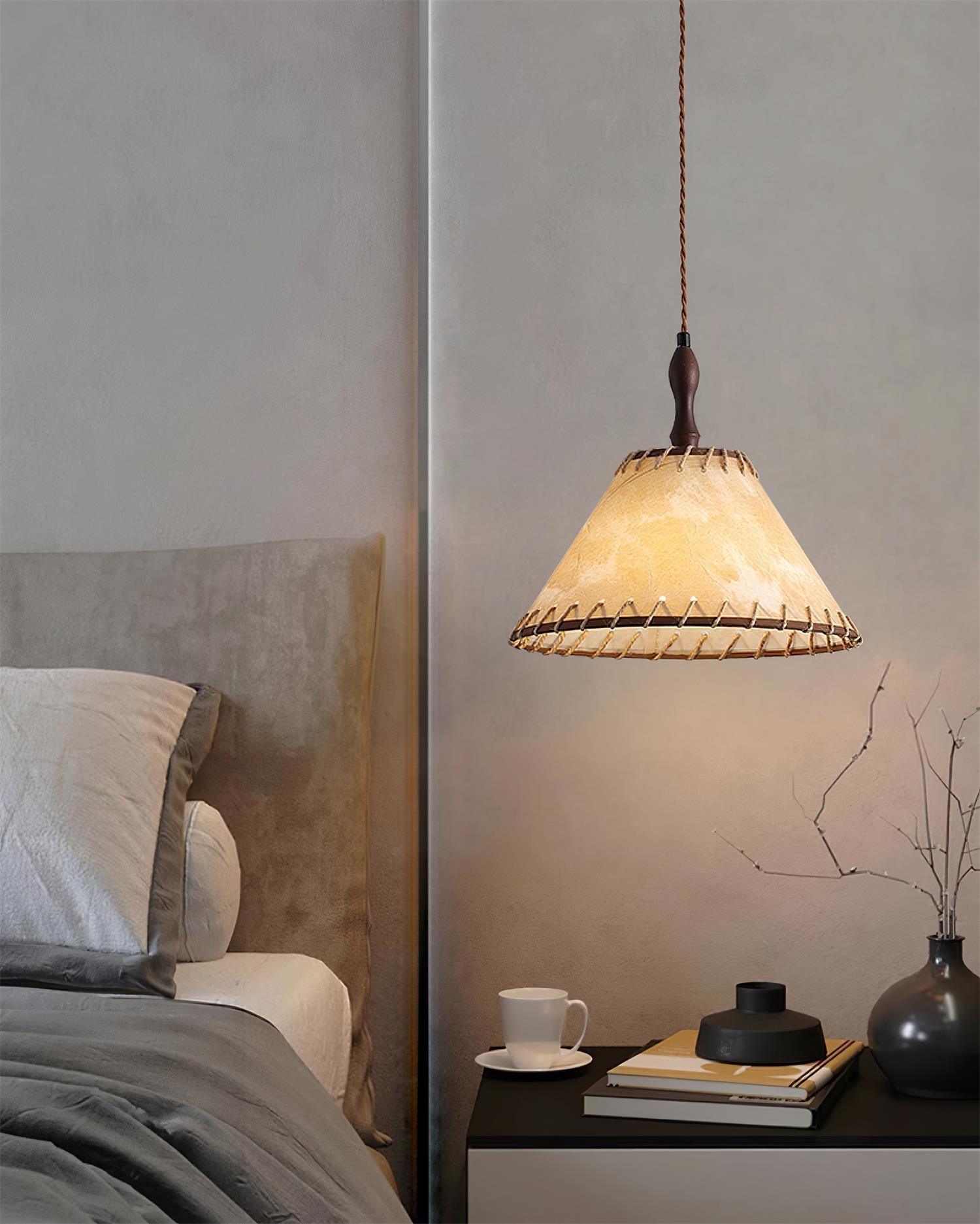 Modern Fabric Pendant Lamp - Handwoven Rattan Hanging Light for Dining Room, Bedroom, Living Room & Kitchen | Boho Chic Ceiling Fixture with Warm Ambient Lighting