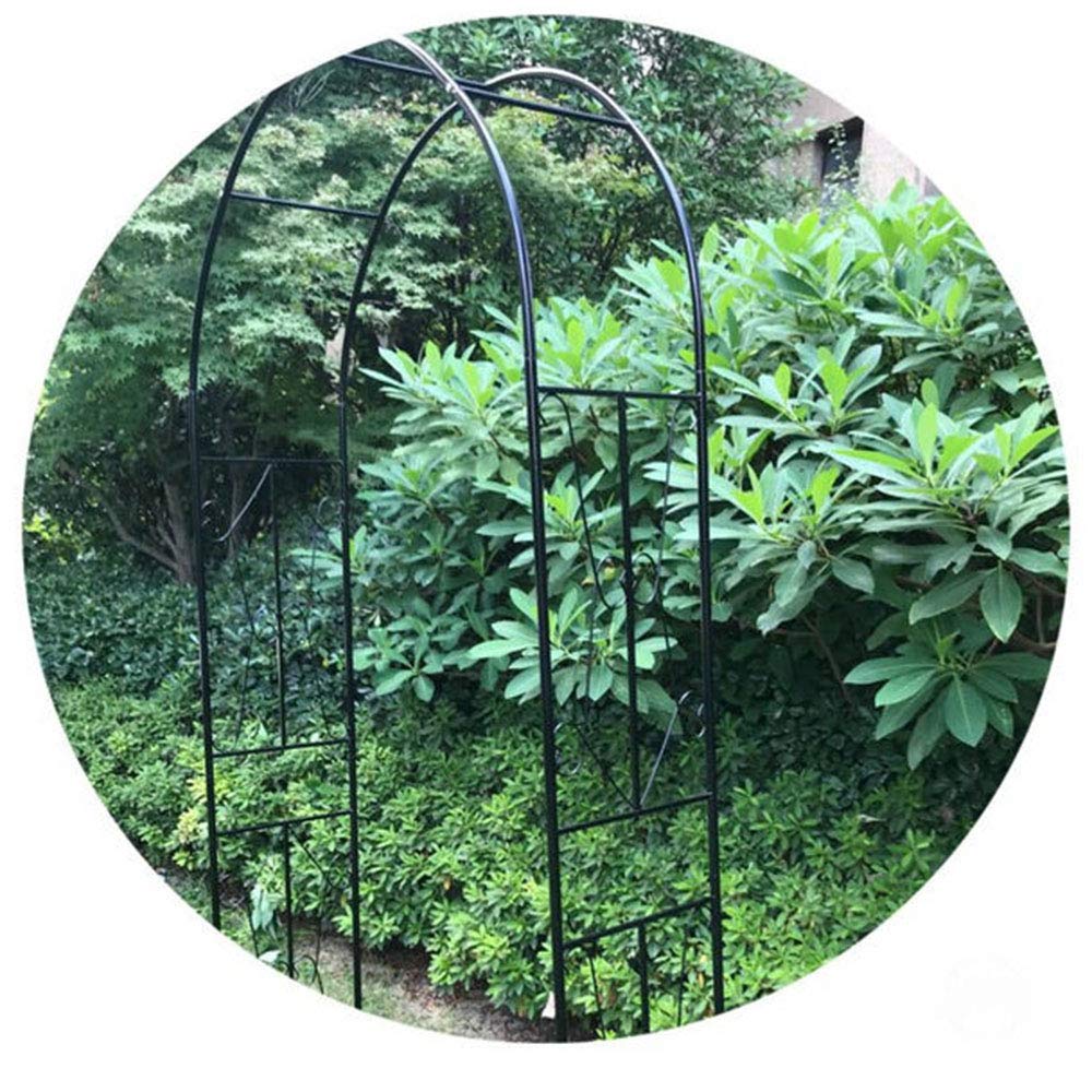 7.9ft Tall Wrought Iron Flower Arch Trellis for Climbing Plants - Outdoor Garden Arbor Pergola with Base, Weather-Resistant Black & White Metal Decoration - Perfect for Vine Support, Wedding Backdrops, and Patio Landscaping