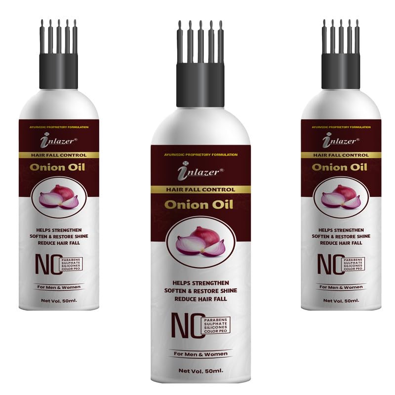 Sabates Onion Hair Oil with Comb Applicator - Strengthens Hair, Promotes Growth, Reduces Dandruff for Smooth & Silky Hair | Natural Hair Care Treatment for Men & Women | Perfect for Daily Use & Scalp Massage