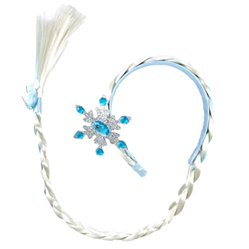 Marosoniy Rapunzel Braided Wig for Girls - Long Princess Hairpiece with Sapphire Hairpin (Blue) - Perfect for Dress Up, Cosplay, Halloween & Birthday Parties