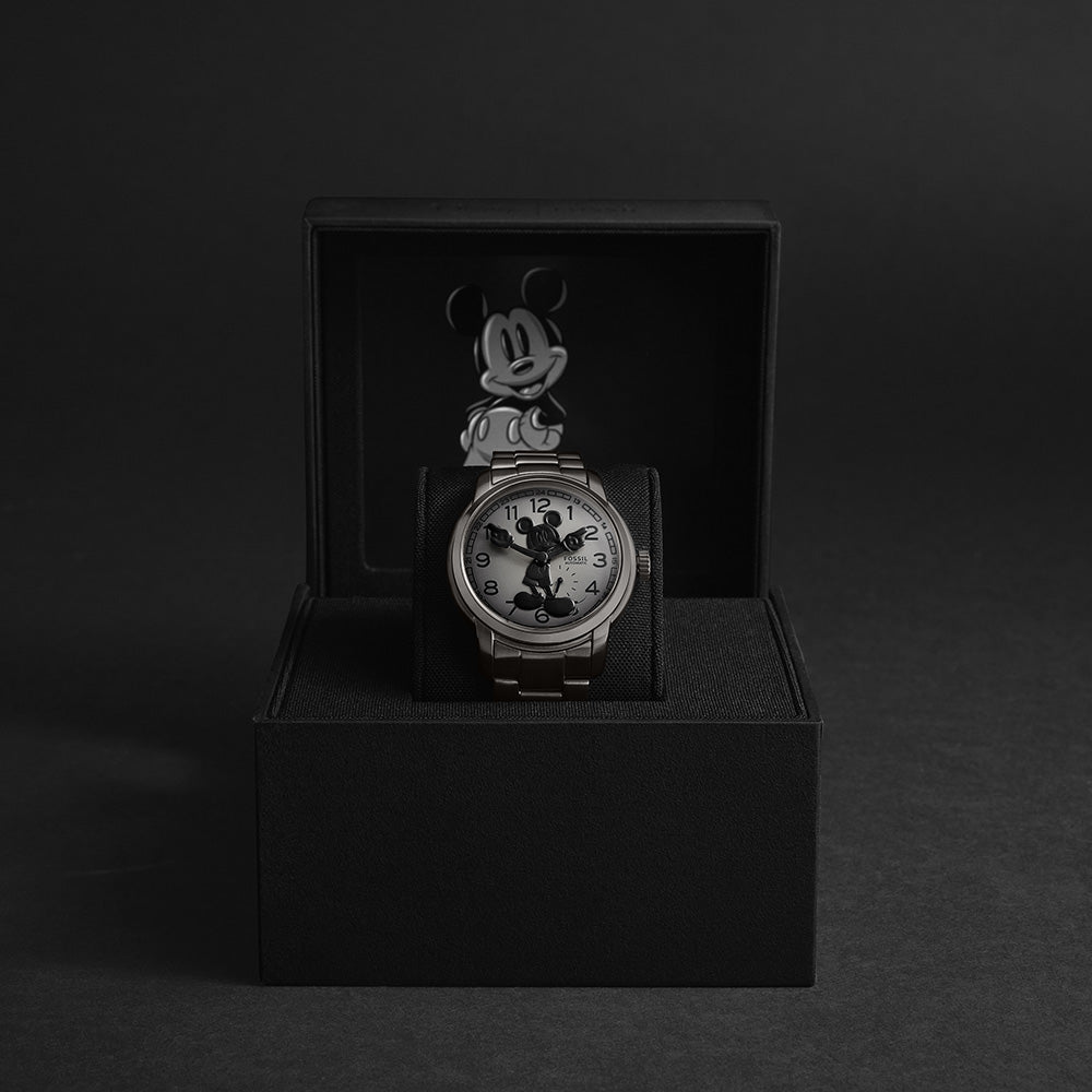 Fossil LE1186 Gunmetal Mickey Heritage Automatic Watch - 100th Disney Anniversary Limited Edition - Perfect for Collectors & Disney Fans
