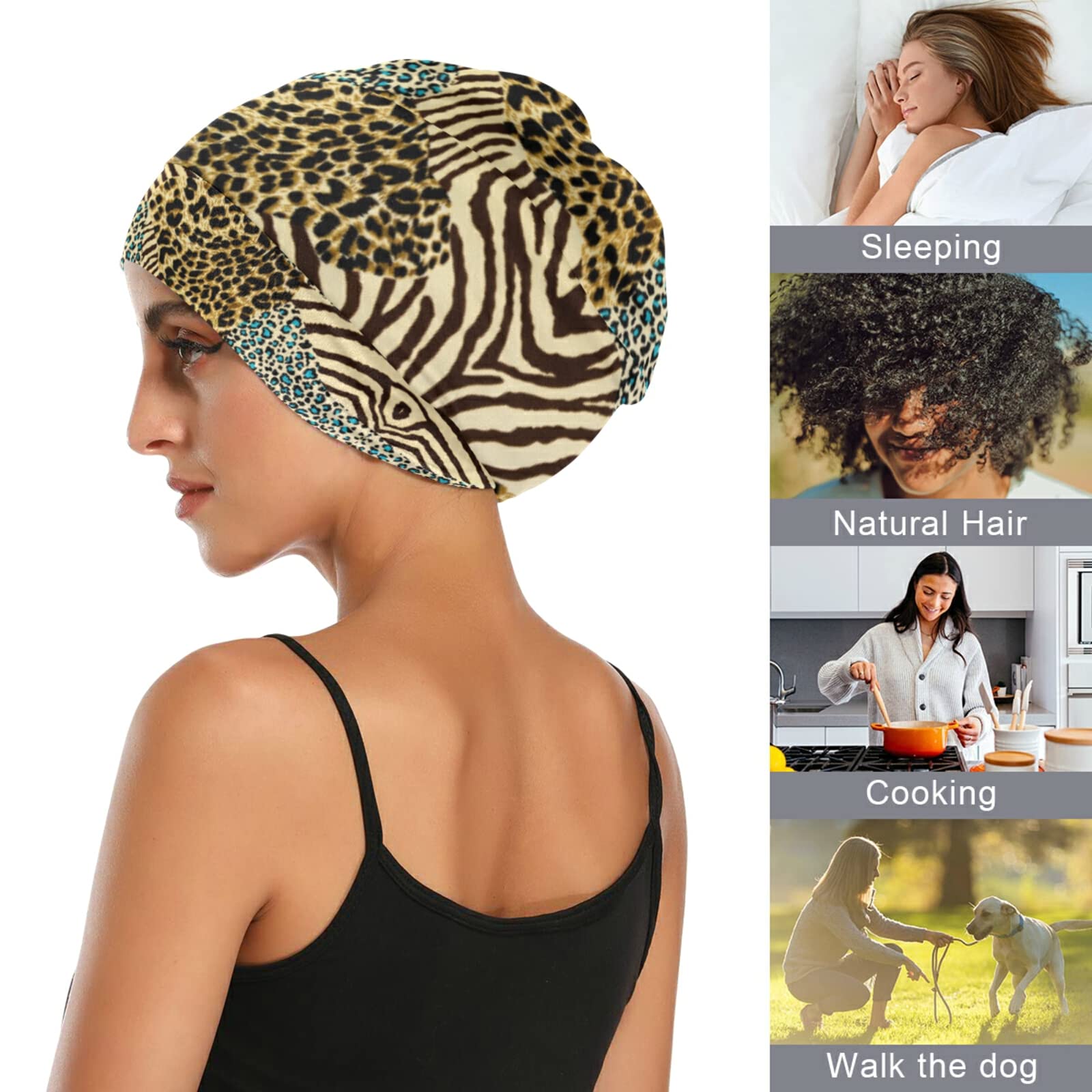 Slouchy Beanie Sleep Cap - Lightweight & Cozy Night Cap for Women & Men - Soft Knit Head Cover for Sleeping, Travel & Cold Weather