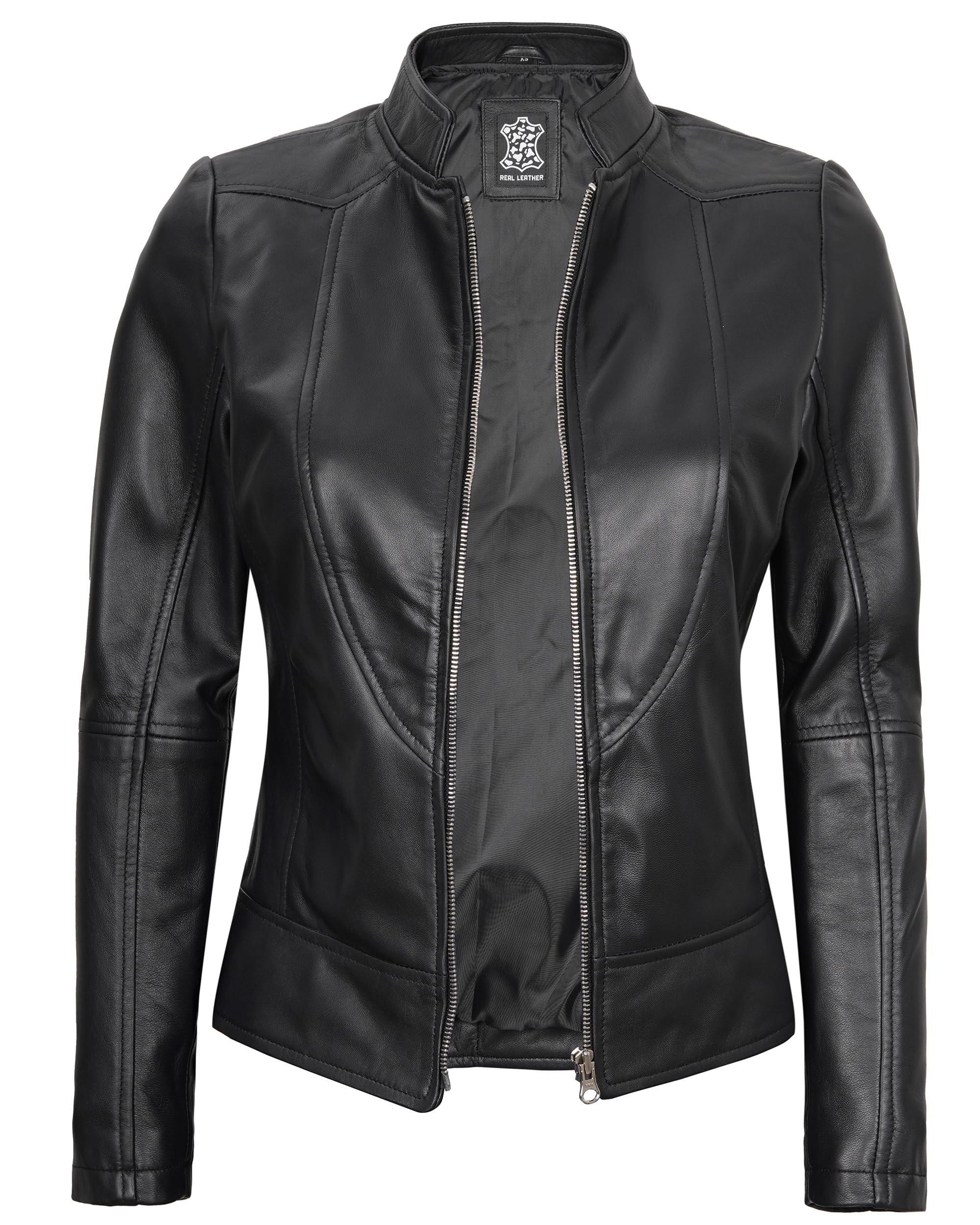 Premium Women's Leather Motorcycle Jacket - Stylish Cafe Racer Biker Jacket for Women | Perfect for Riding, Casual Wear & Outdoor Adventures