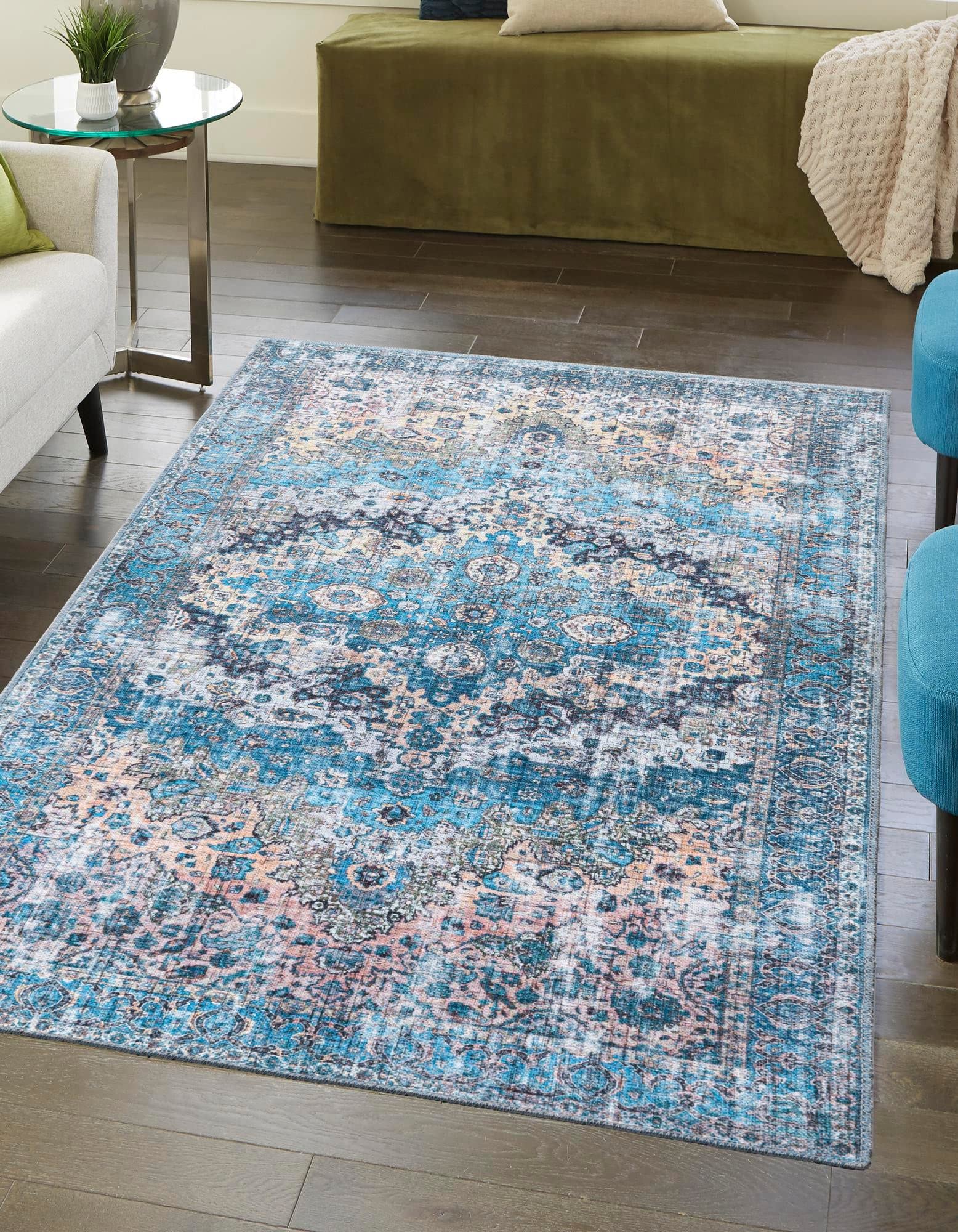 Unique Loom Mangata Collection Blue and Black Area Rug - 10'6