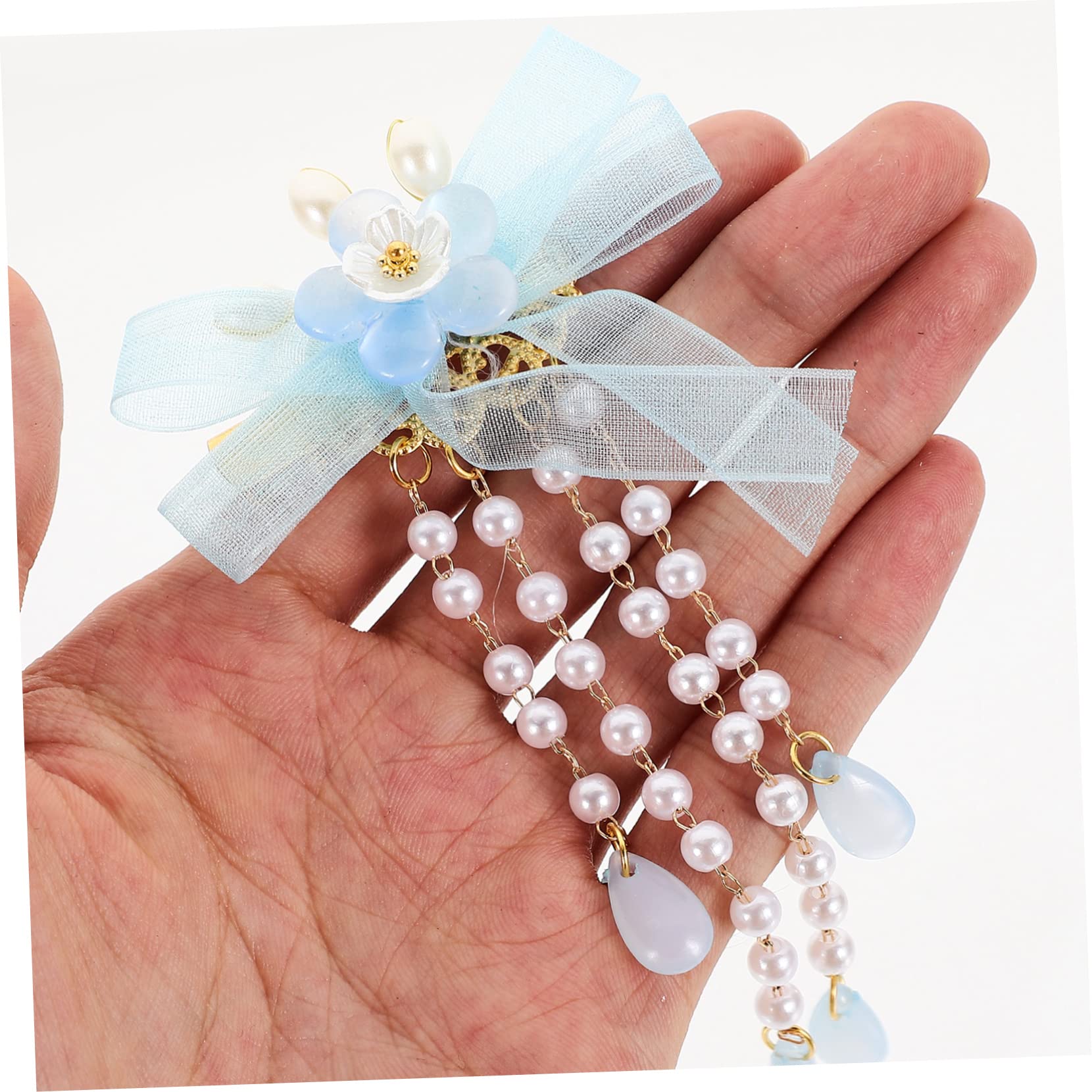 Minkissy 4 Sets Cute Flower Hair Barrettes for Girls & Women - Tassel Hair Clips Set (8pcs) - Chinese Hairpin Accessories for Kids, Teens, Brides, Parties & Daily Wear