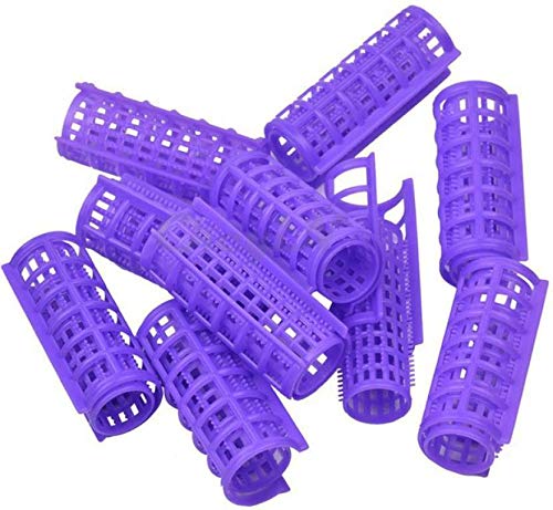 Shopfleet 10-Piece Multicolor Plastic Hair Rollers & Stylers Set - DIY Home Salon Curlers for Women's Hair Styling & Volume