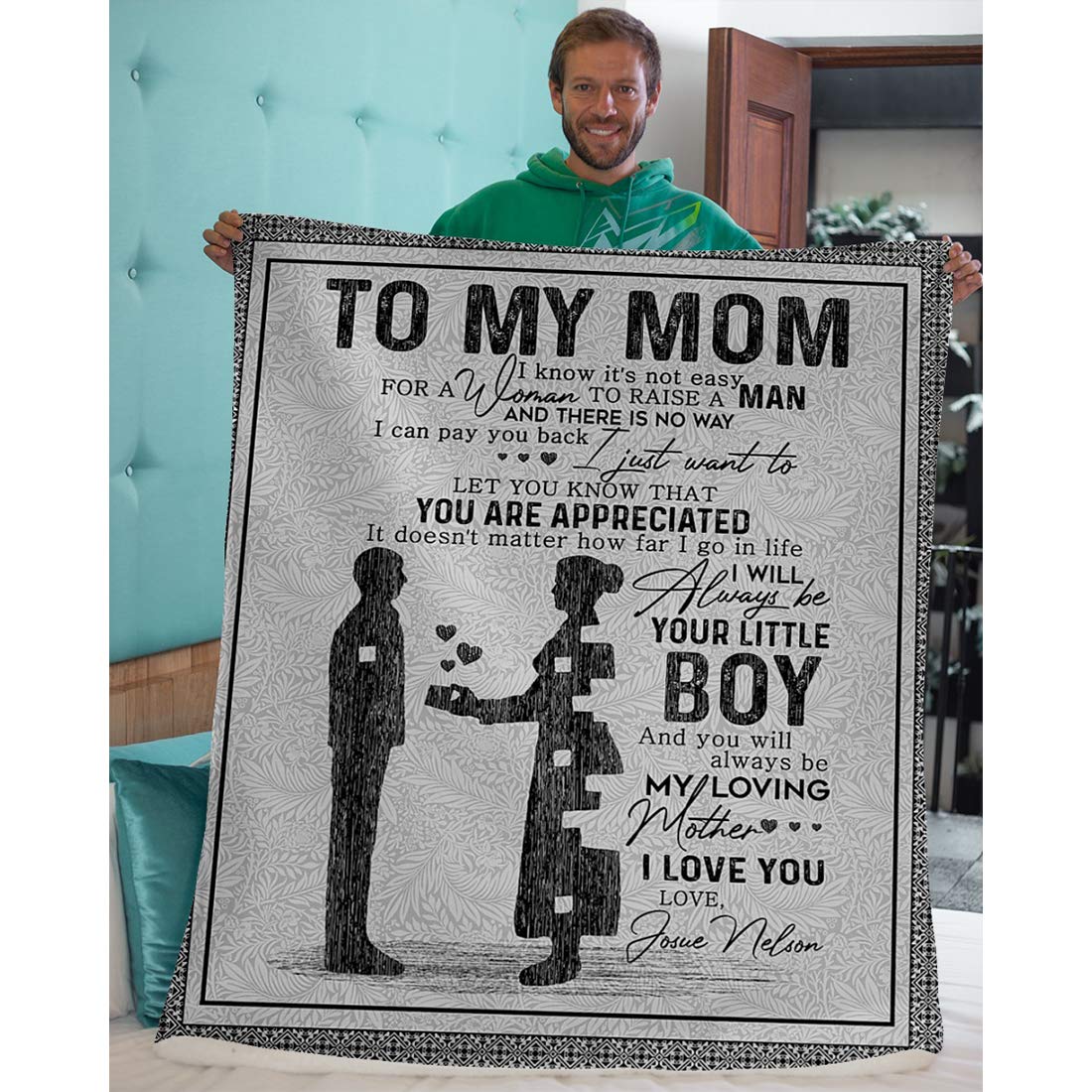 **Personalized Mom Blanket Custom with Kids Names - Sherpa Throw for Mother's Day, Birthday Gift - 