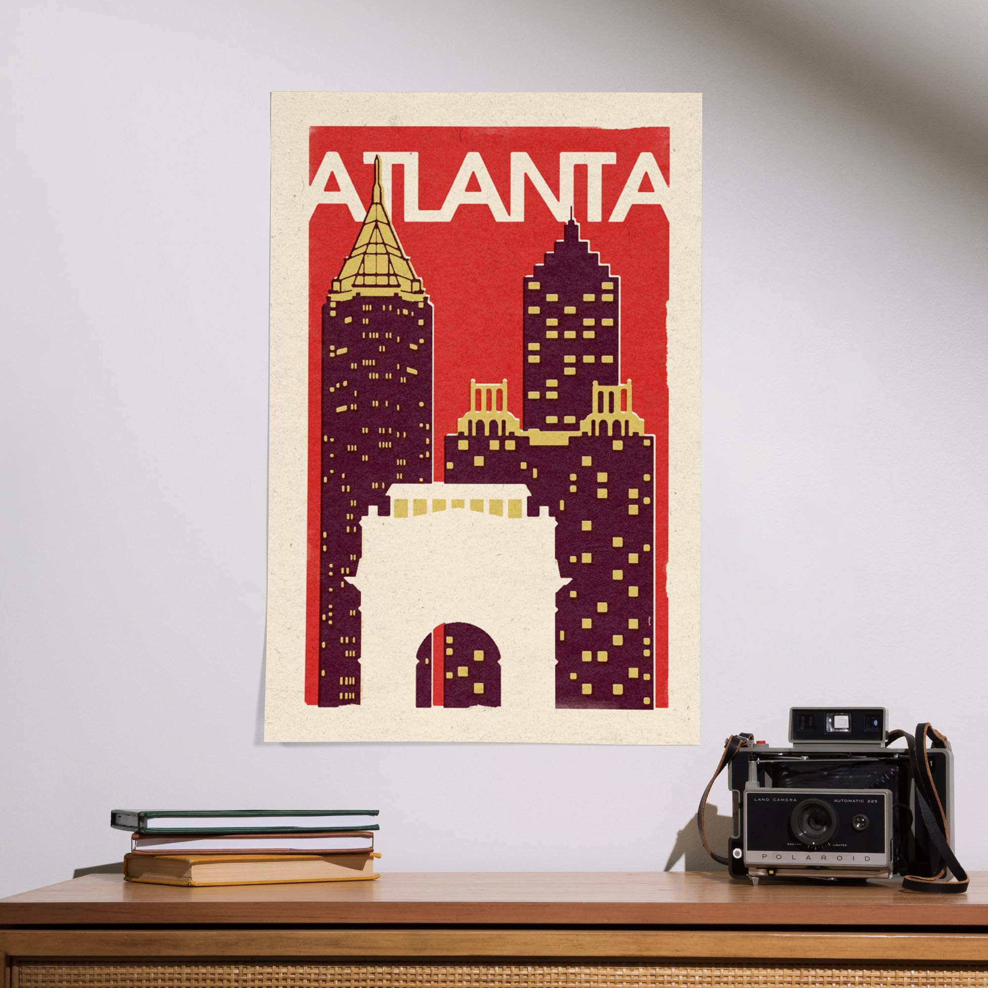Lantern Press 16x24 Inch Giclee Print - Atlanta Georgia Woodblock Art Wall Decor | Perfect for Living Room, Bedroom & Office