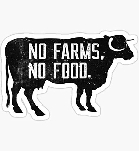 No Farms No Food Cow Sticker - Waterproof Vinyl Decal for Cars, Trucks, Laptop, Wall, Phone - Perfect for Farmers, Ranchers & Agriculture Lovers - Great for Windows, Bumpers, Notebooks & Home Decor