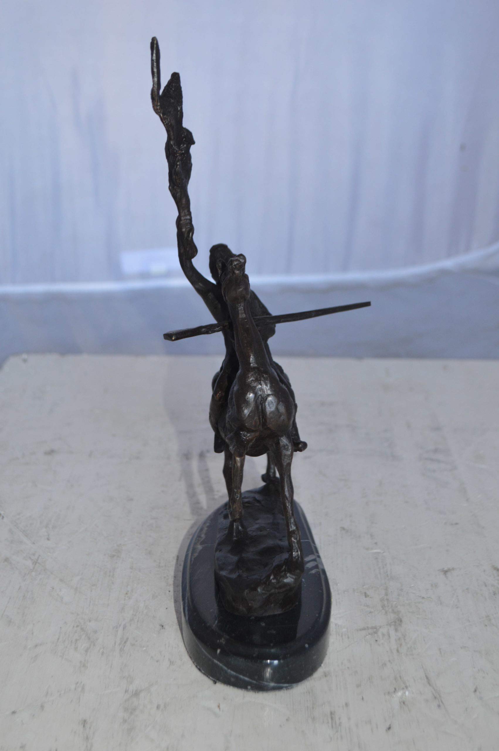 Buffalo Signal Bronze Statue by Remington - Elegant Western Sculpture with Marble Base for Home & Office Decor | 8