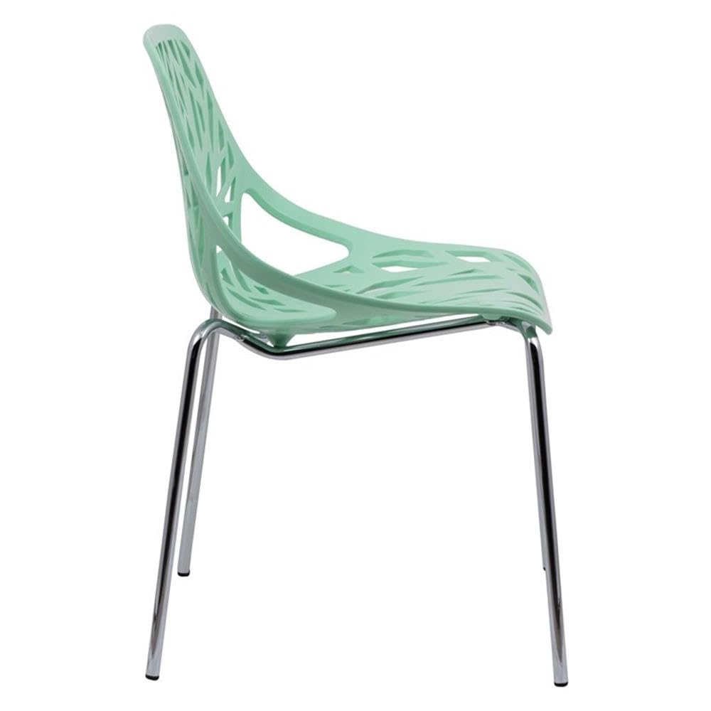 Modern Asbury Dining Chairs with Chrome Legs - Set of 2, Mint Green - Stylish Mid-Century Kitchen & Dining Room Seating for Home, Restaurant or Cafe